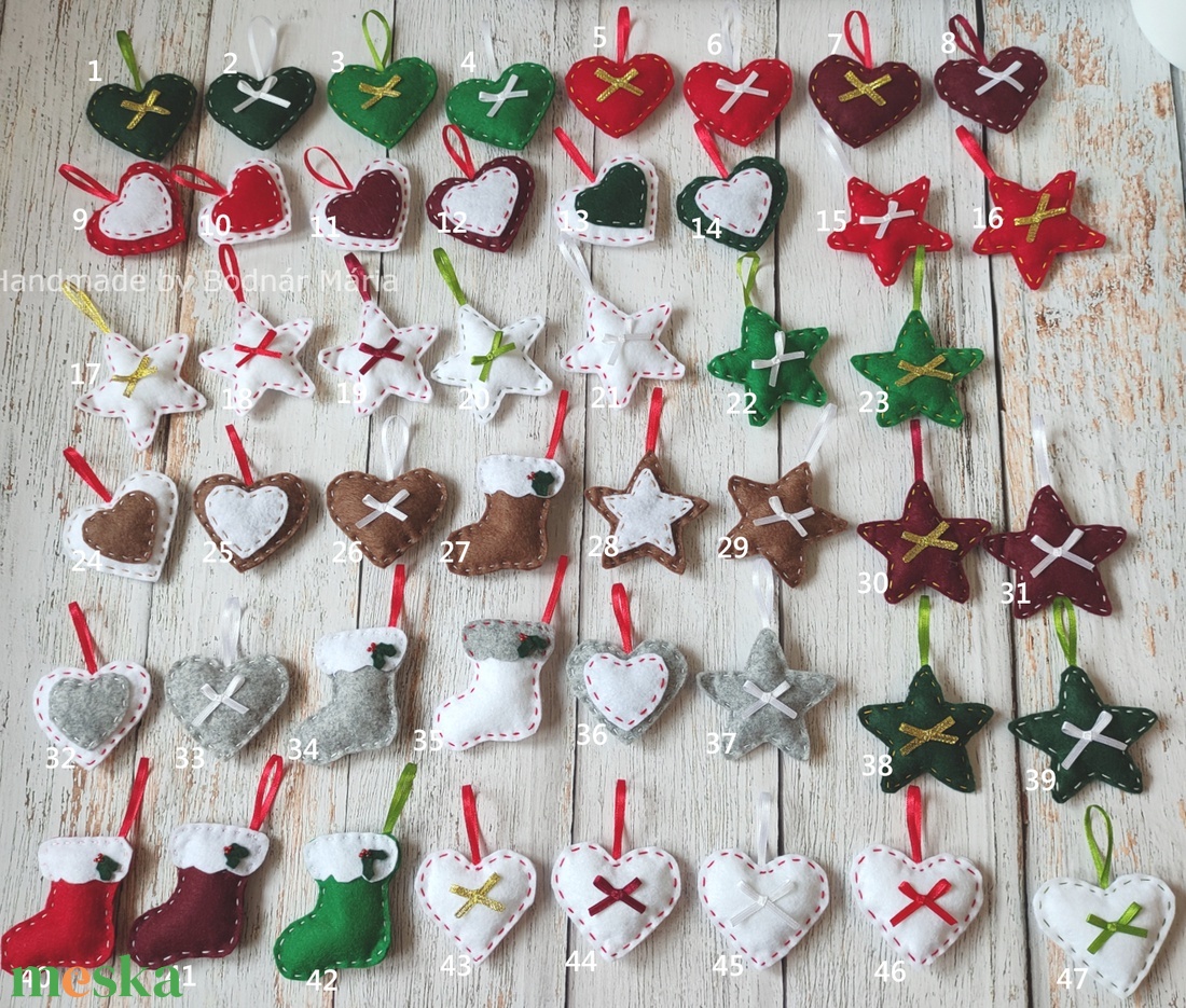 Filc díszek csomag - karácsony - karácsonyi lakásdekoráció - karácsonyfadíszek - Meska.hu