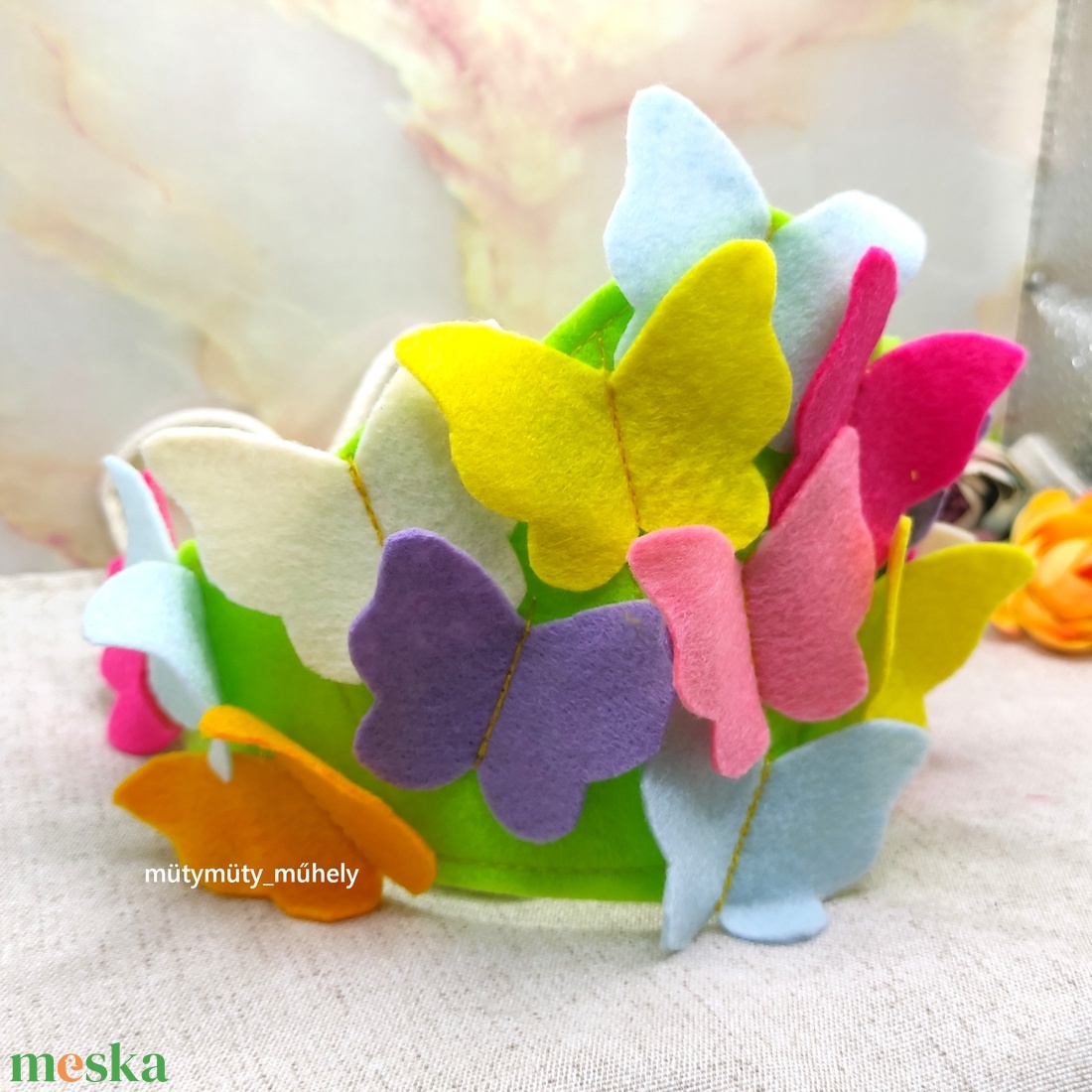 Pillangós fejdísz (zöld) - ruha & divat - jelmez & álarc - álarc - Meska.hu