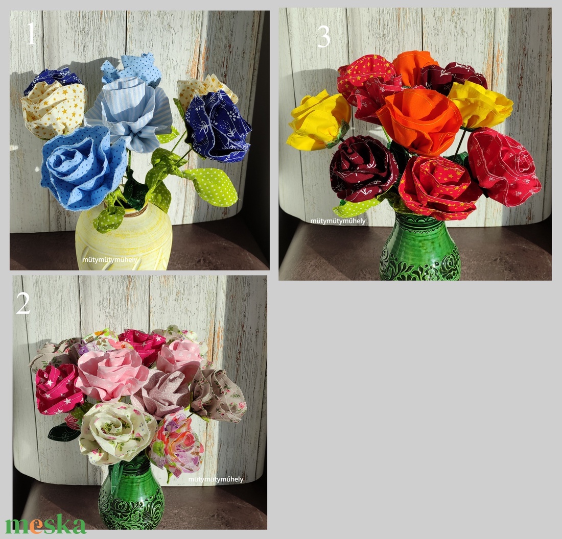 Textil rózsa 3 db/cs (többféle szín) - otthon & életmód - dekoráció - virágdísz és tartó - csokor & virágdísz - Meska.hu