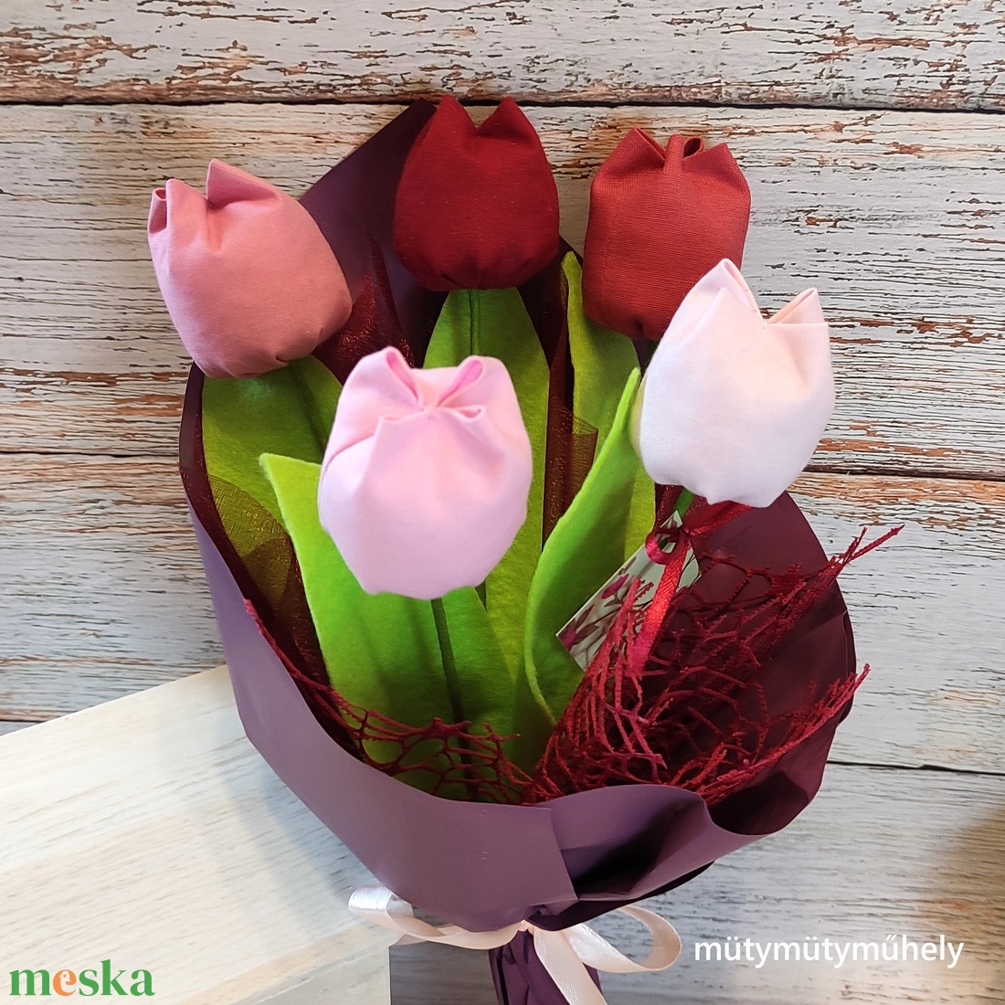 Tulipán csokor (rózsaszín-mályva, 5 szálas), örökcsokor - otthon & életmód - dekoráció - virágdísz és tartó - csokor & virágdísz - Meska.hu Tulipán csokor (rózsaszín-mályva, 5 szálas), örökcsokor - otthon & életmód - dekoráció - virágdísz és tartó - csokor & virágdísz - Meska.hu