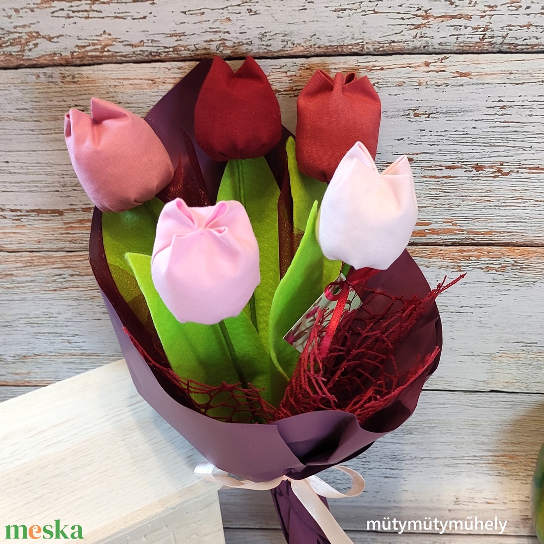 Tulipán csokor (rózsaszín-mályva, 5 szálas), örökcsokor - otthon & életmód - dekoráció - virágdísz és tartó - csokor & virágdísz - Meska.hu Tulipán csokor (rózsaszín-mályva, 5 szálas), örökcsokor - otthon & életmód - dekoráció - virágdísz és tartó - csokor & virágdísz - Meska.hu
