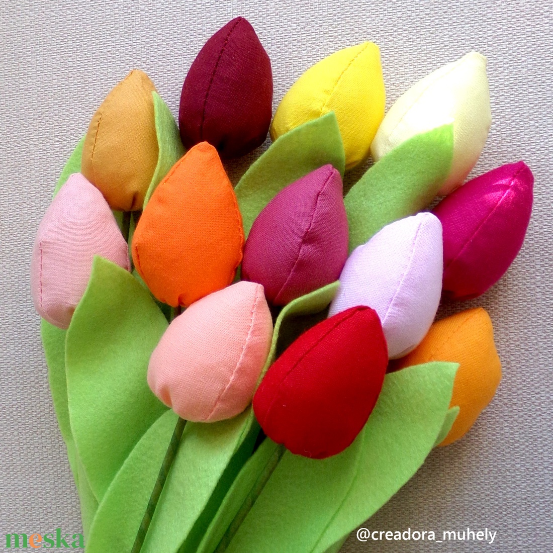 Textil tulipán csokor, örökcsokor, 12 db/cs - otthon & életmód - dekoráció - virágdísz és tartó - csokor & virágdísz - Meska.hu