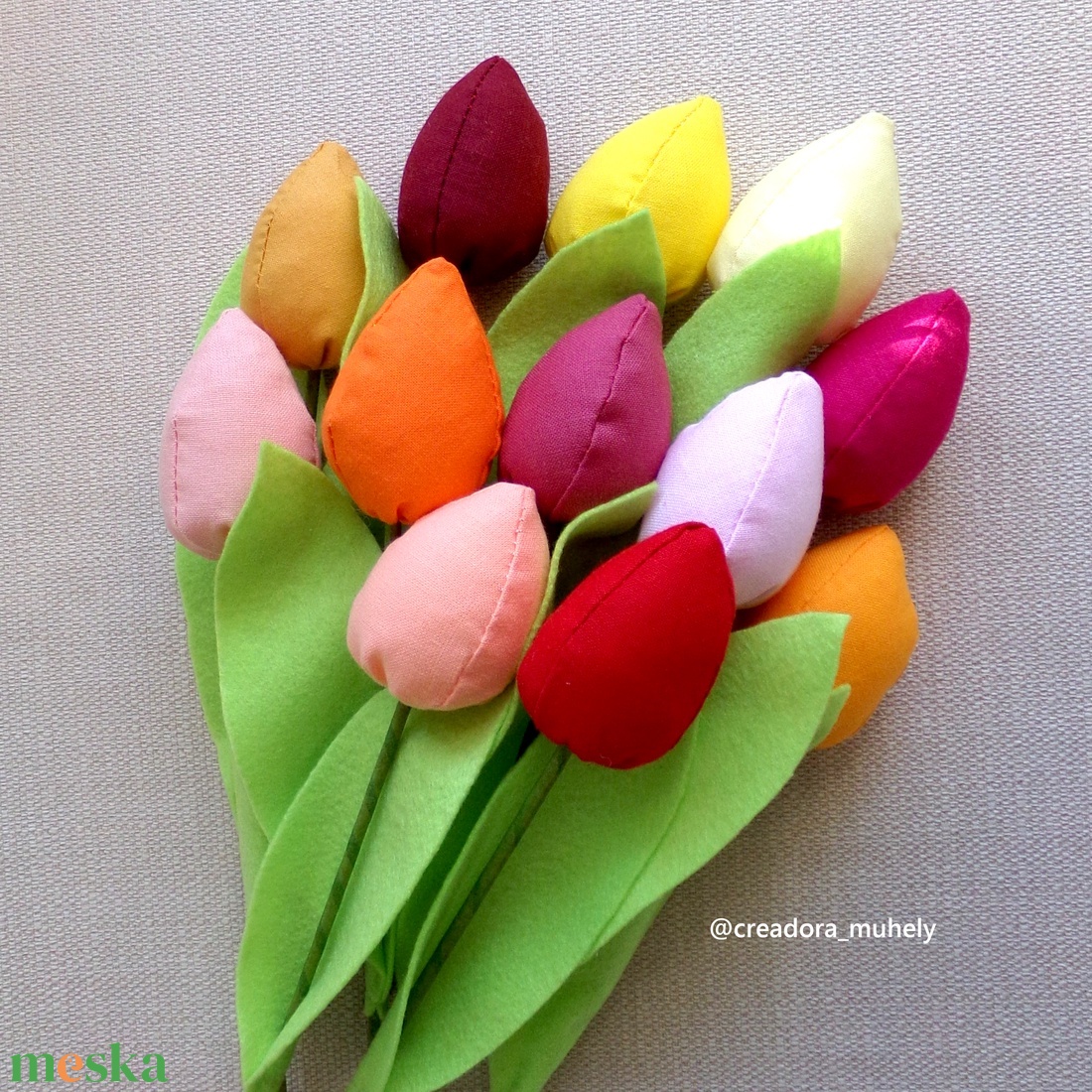 Textil tulipán csokor, örökcsokor, 12 db/cs - otthon & életmód - dekoráció - virágdísz és tartó - csokor & virágdísz - Meska.hu
