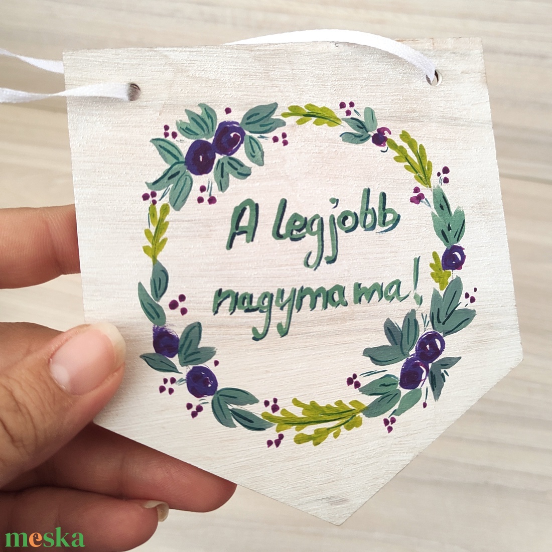 Feliratos tábla, A legjobb nagymama felirattal - otthon & életmód - dekoráció - fali és függő dekoráció - felirat - Meska.hu