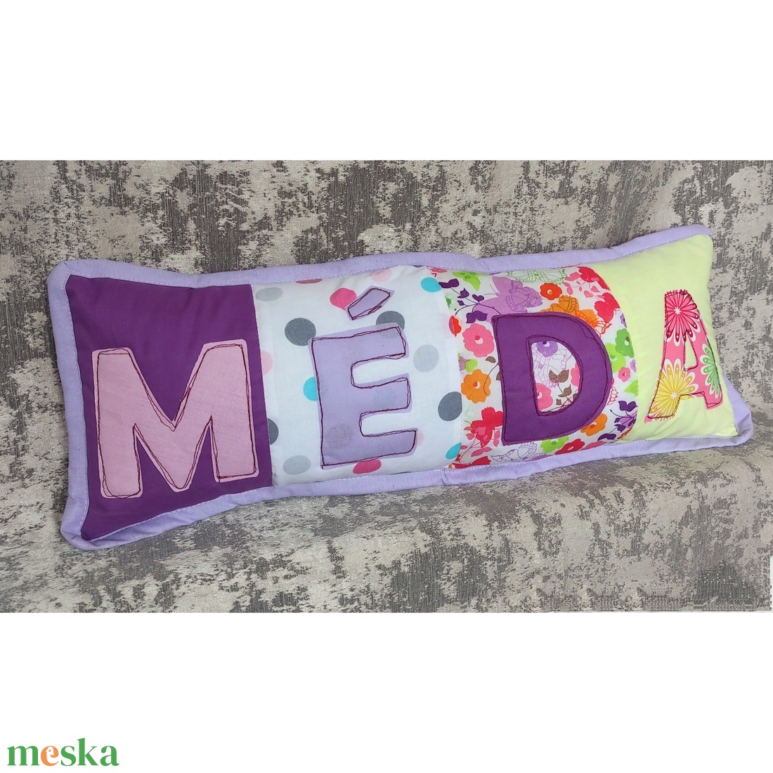 Neves párna, feliratos párna rózsaszín-lila színek - otthon & életmód - babaszoba, gyerekszoba - babaszoba, gyerekszoba - Meska.hu
