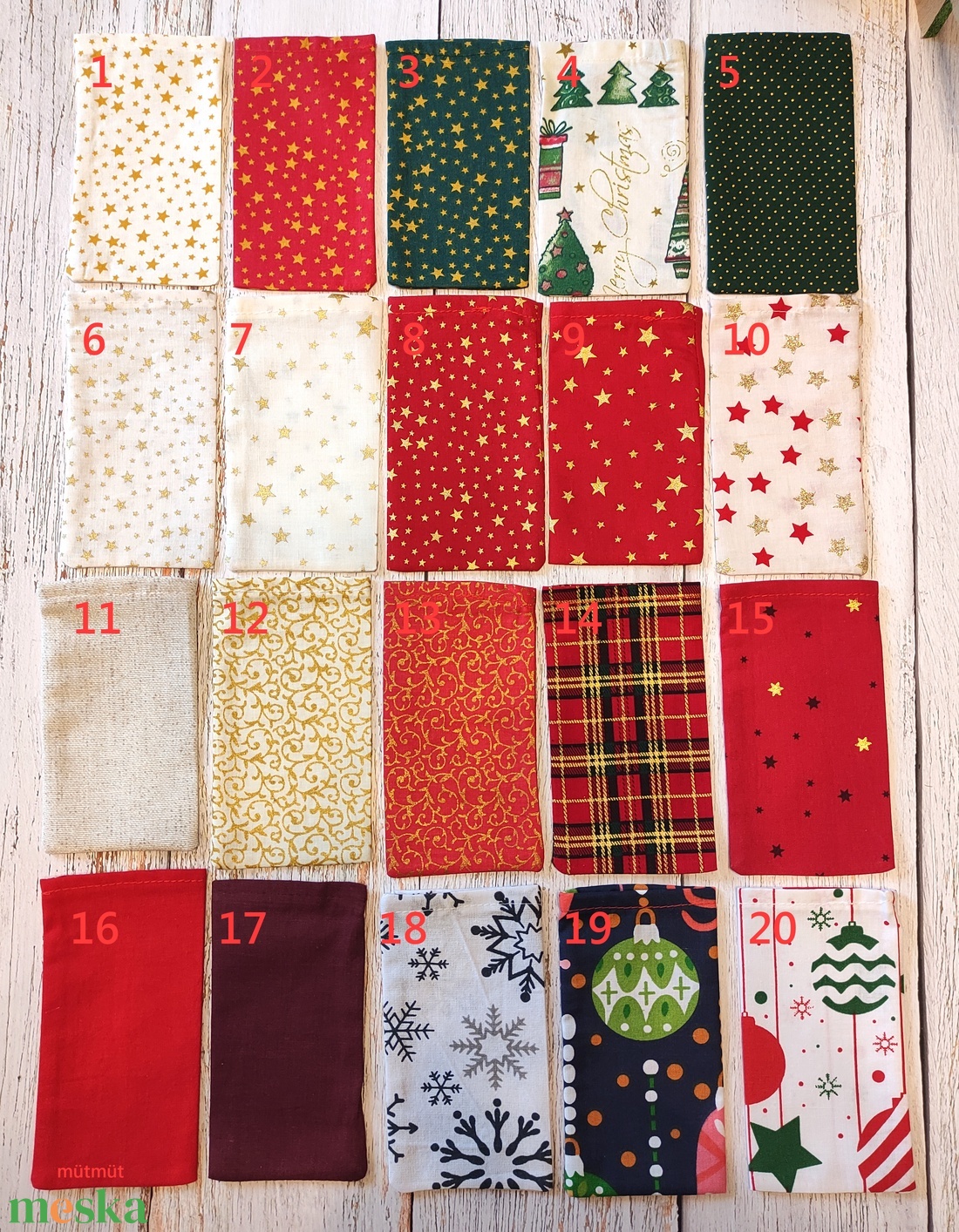 Adventi naptár zsákok kiegészítőkkel, egyedi összeállításban - karácsony - adventi díszek - adventi naptár - Meska.hu