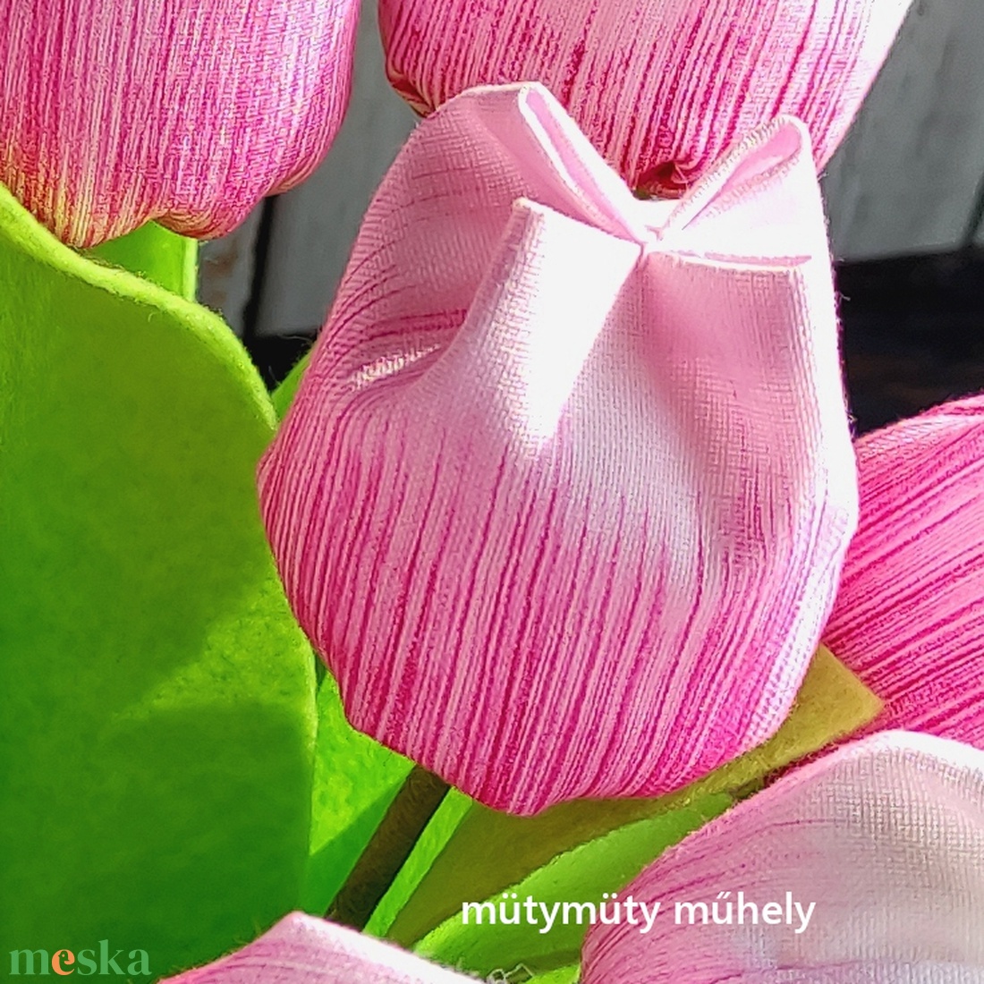 Nőnapi textil tulipán, örök csokor 12 sz/cs rózsaszín-pink - otthon & életmód - dekoráció - virágdísz és tartó - csokor & virágdísz - Meska.hu