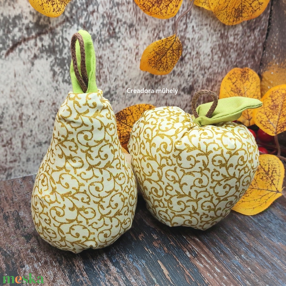 Textil alma és körte dekoráció, arany ősz - otthon & életmód - dekoráció - dísztárgy - Meska.hu Textil alma és körte dekoráció, arany ősz - otthon & életmód - dekoráció - dísztárgy - Meska.hu