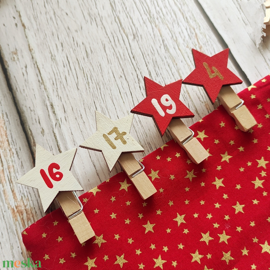 Adventi kalendárium, adventi naptás számozott csipesz (több szín) - karácsony - adventi díszek - adventi naptár - Meska.hu