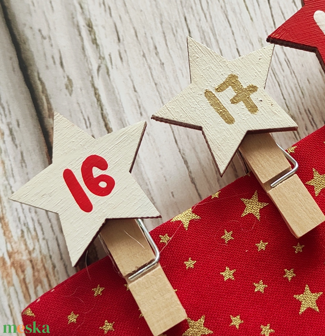 Adventi naptár, krém-zöld-arany, többféle - karácsony - adventi díszek - adventi naptár - Meska.hu