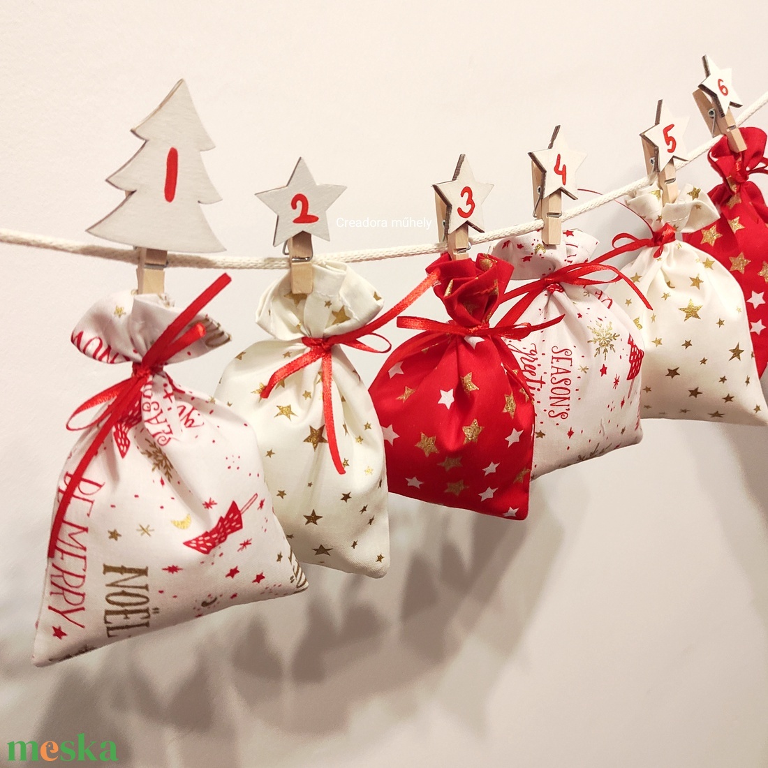Adventi kalendárium, adventi naptás számozott csipesz (több szín) - karácsony - adventi díszek - adventi naptár - Meska.hu