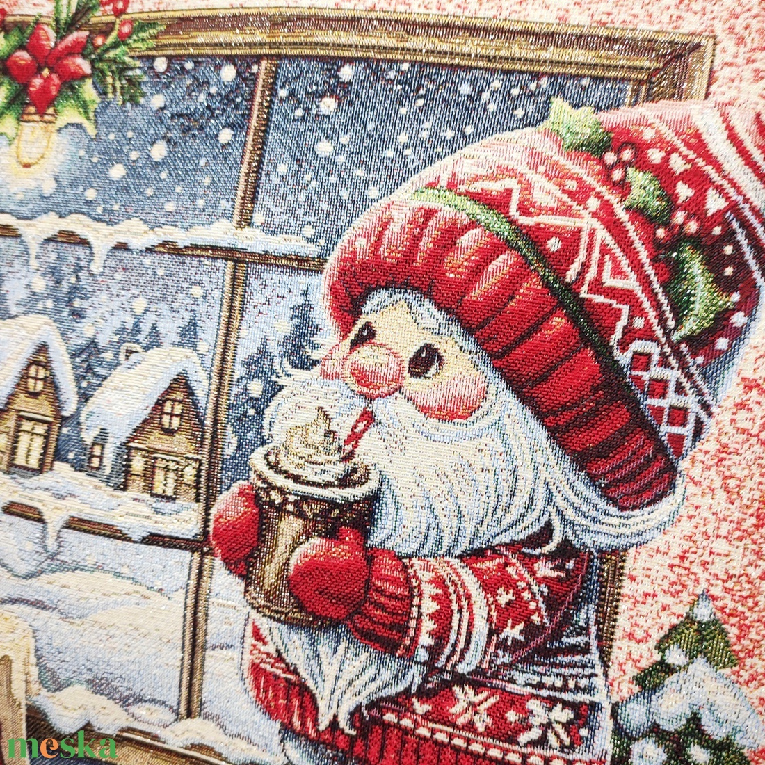 Karácsonyi párnahuzat manó mintával - karácsony - karácsonyi lakásdekoráció - karácsonyi lakásdíszek - Meska.hu