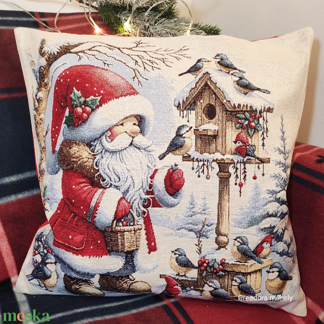 Karácsonyi párnahuzat mikulás mintával - karácsony - karácsonyi lakásdekoráció - karácsonyi lakásdíszek - Meska.hu
