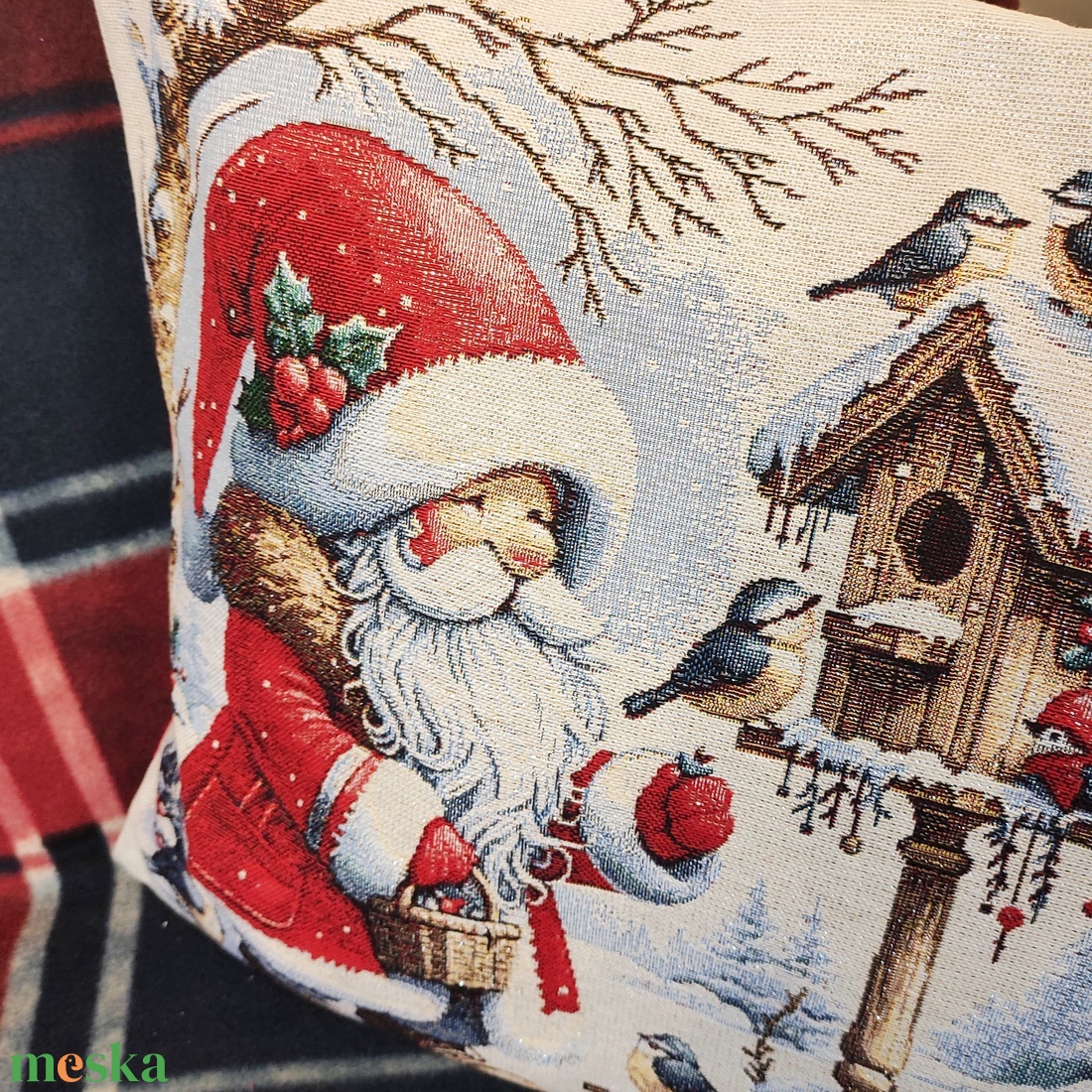 Karácsonyi párnahuzat mikulás mintával - karácsony - karácsonyi lakásdekoráció - karácsonyi lakásdíszek - Meska.hu