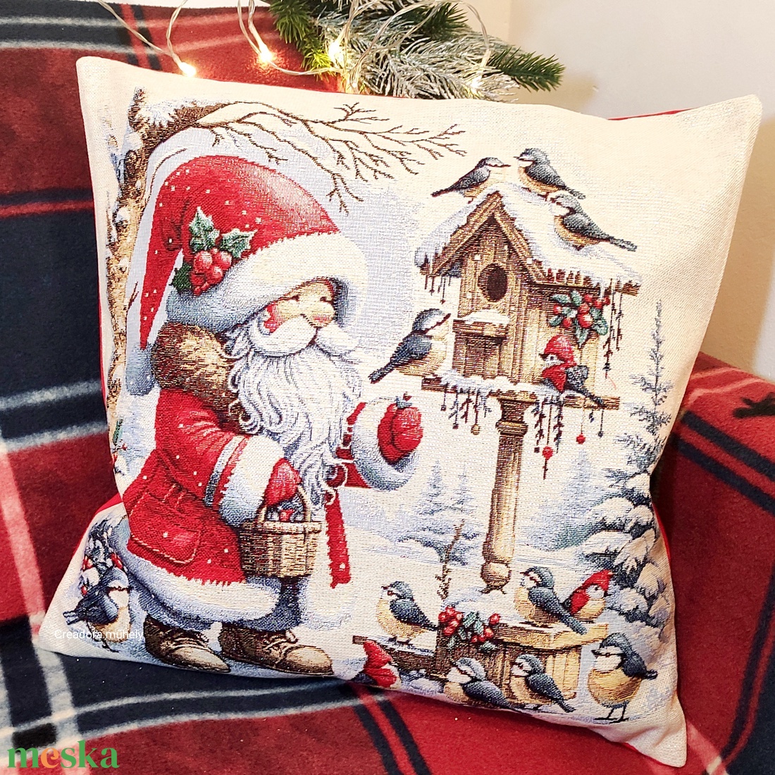 Karácsonyi párnahuzat mikulás mintával - karácsony - karácsonyi lakásdekoráció - karácsonyi lakásdíszek - Meska.hu