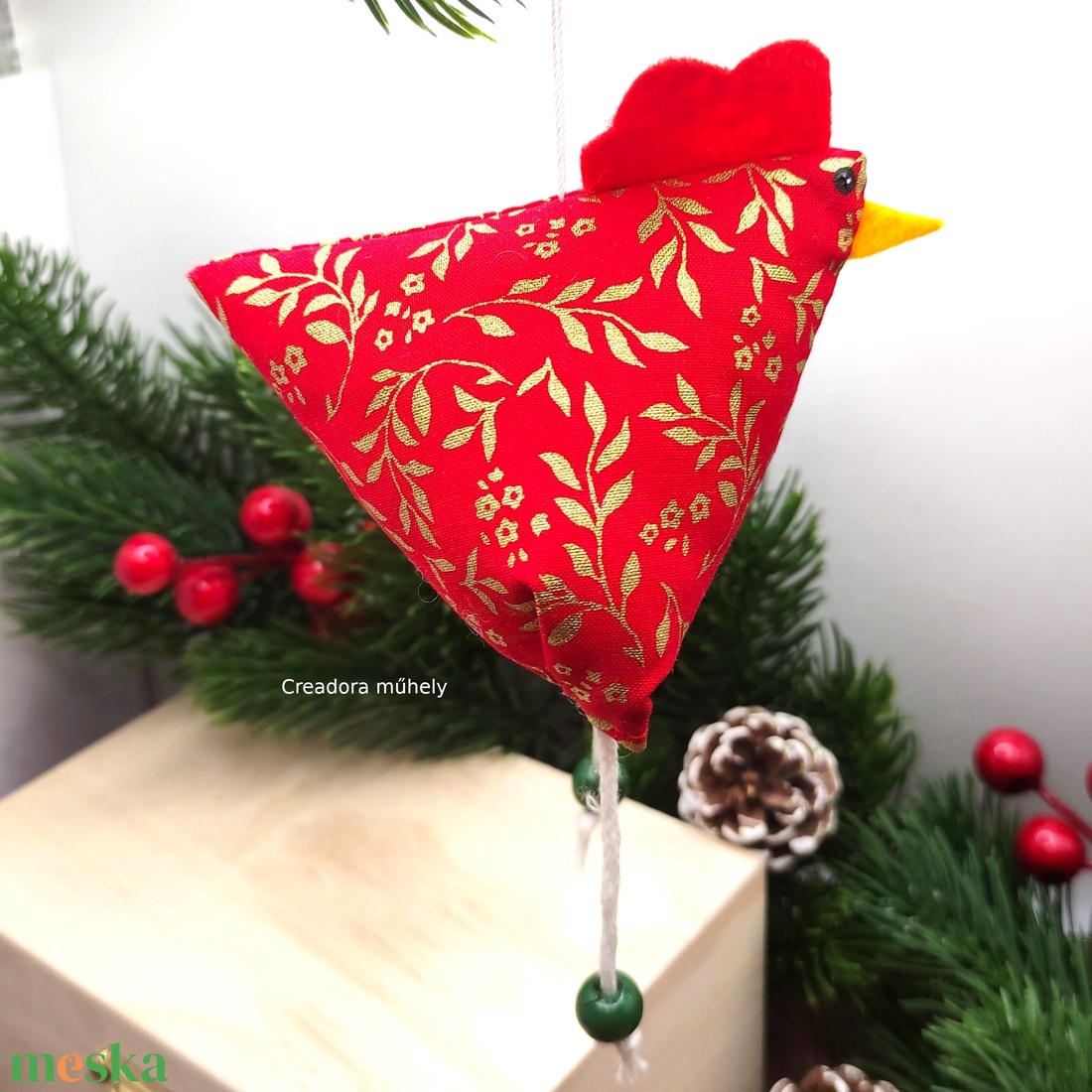 Karácsonyi textil tyúk - karácsony - karácsonyi lakásdekoráció - karácsonyfadíszek - Meska.hu