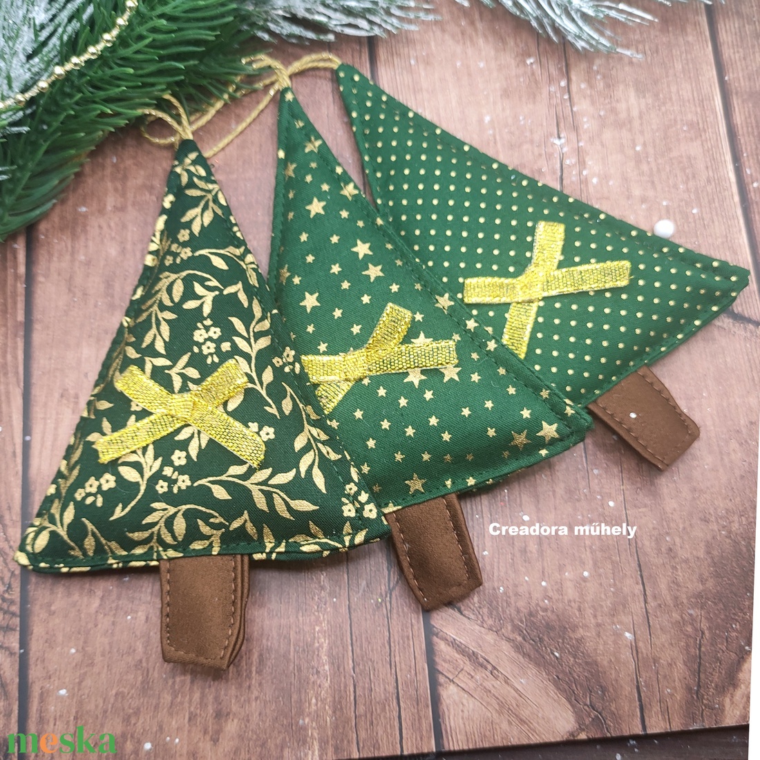 Karácsonyfa függő dísz, textil fenyőfa csomag zöld 3 darabos - karácsony - karácsonyi lakásdekoráció - karácsonyfa, grincsfa - Meska.hu