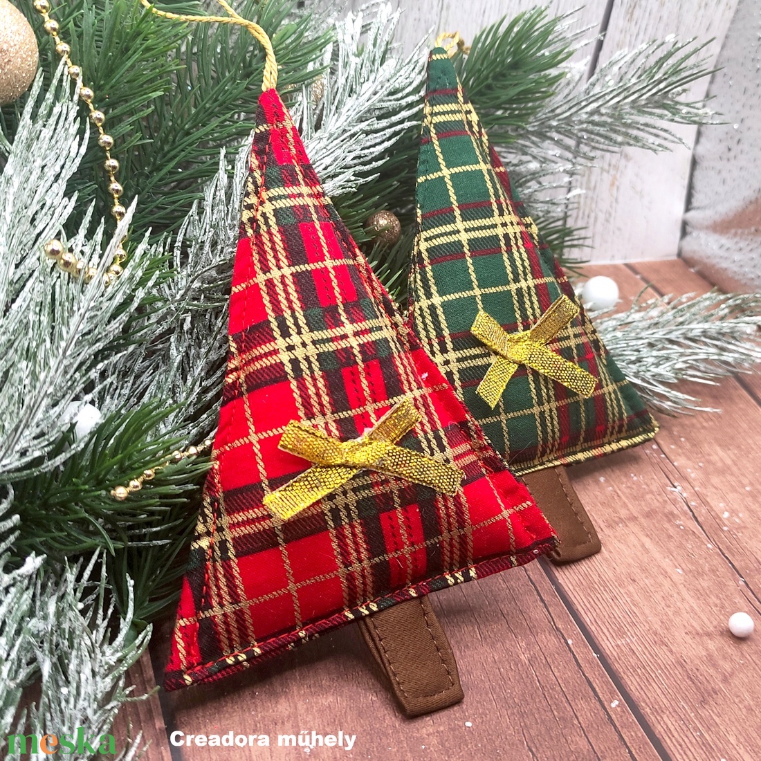 Karácsonyfa függő dísz, textil fenyőfa csomag piros-zöld 2 darabos - karácsony - karácsonyi lakásdekoráció - karácsonyfa, grincsfa - Meska.hu