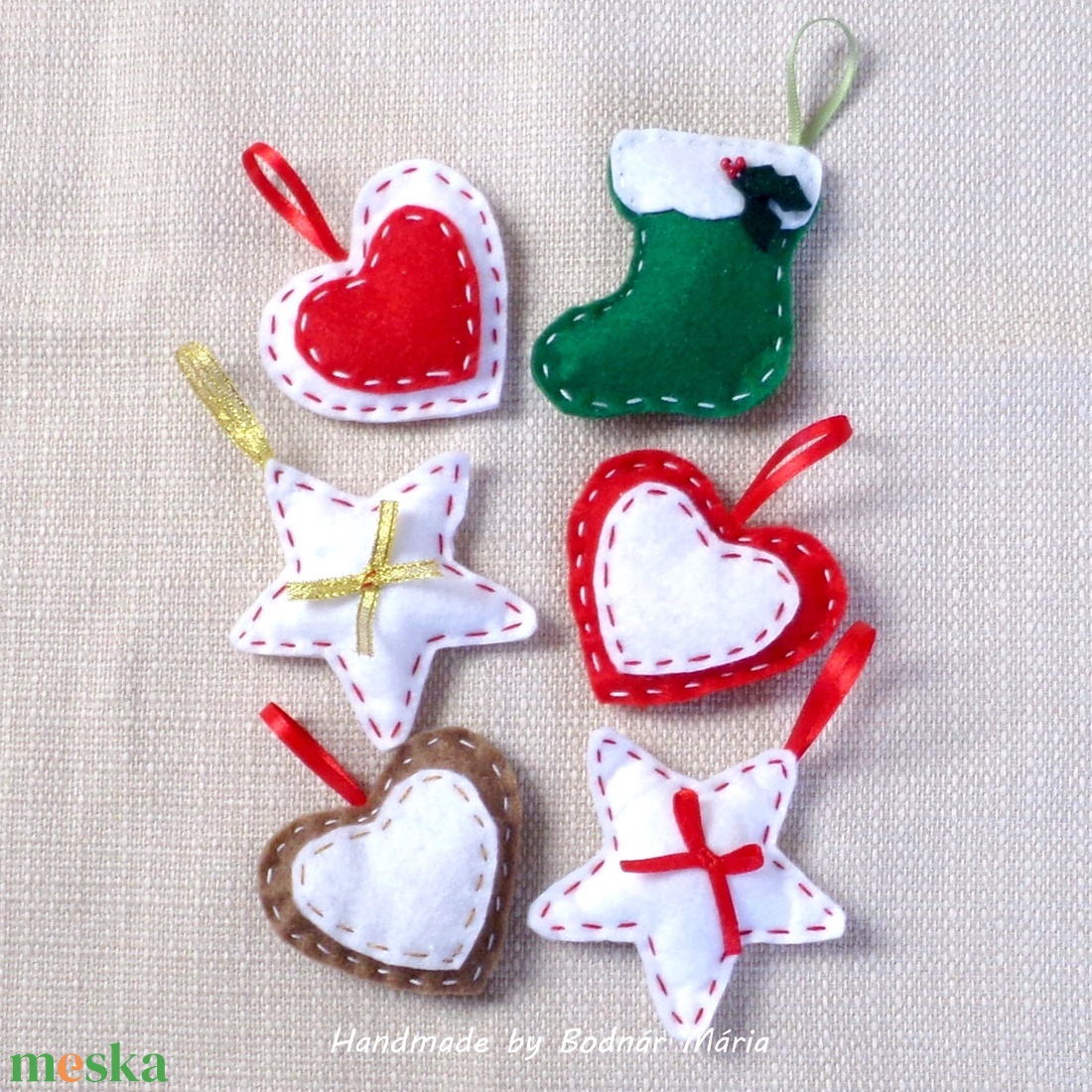 Filc díszek, vegyes csomag - karácsony - karácsonyi lakásdekoráció - karácsonyfadíszek - Meska.hu