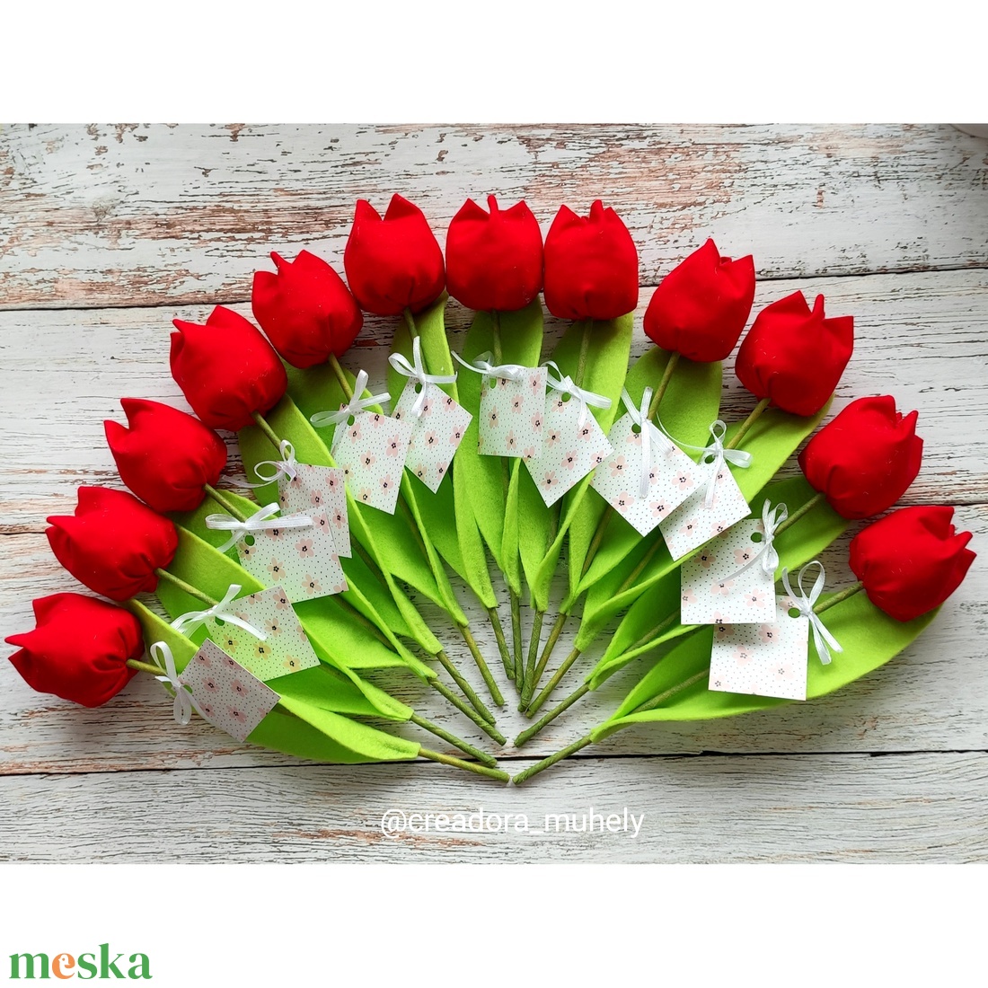 Nőnapi, anyák napi tulipán csomag, textil tulipánok kísérőkártyával - otthon & életmód - virágdekoráció - virágok - virágcsokor - Meska.hu
