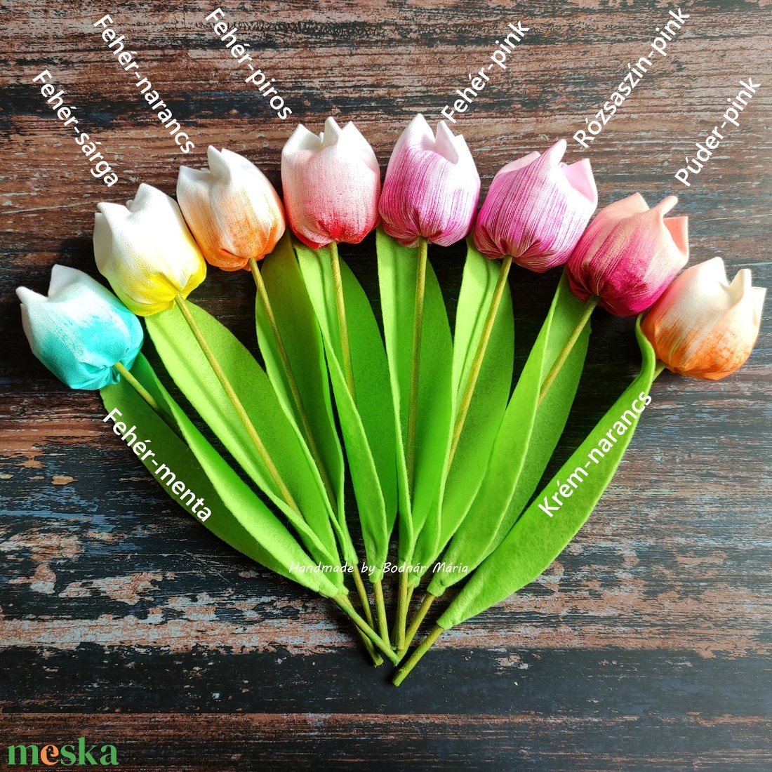 Textil tulipán csokor 12 szál, többféle - otthon & életmód - virágdekoráció - virágok - virágcsokor - Meska.hu