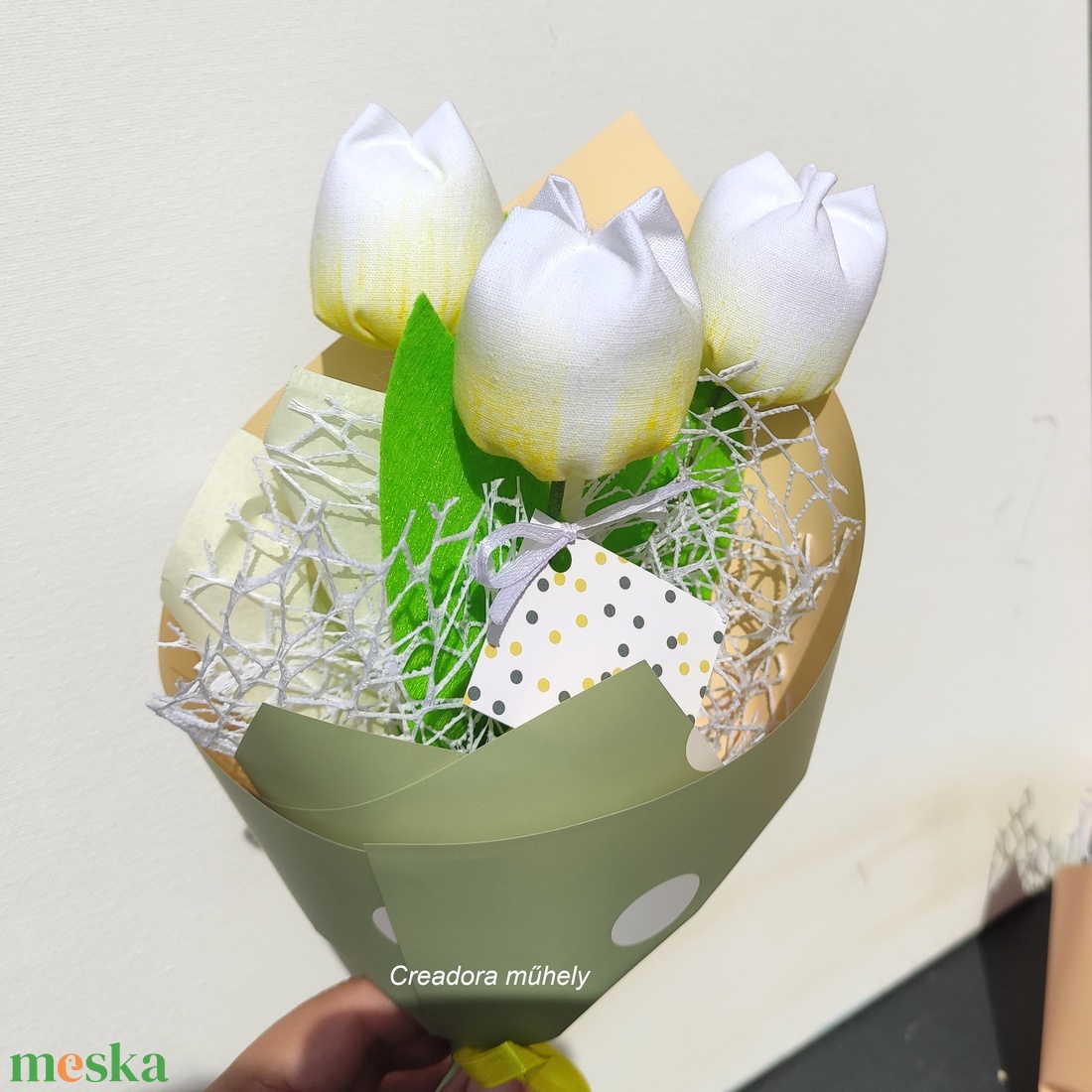 Textil tulipán csokor, 3 szál/cs, örökcsokor, többféles szín - otthon & életmód - virágdekoráció - virágok - virágcsokor - Meska.hu