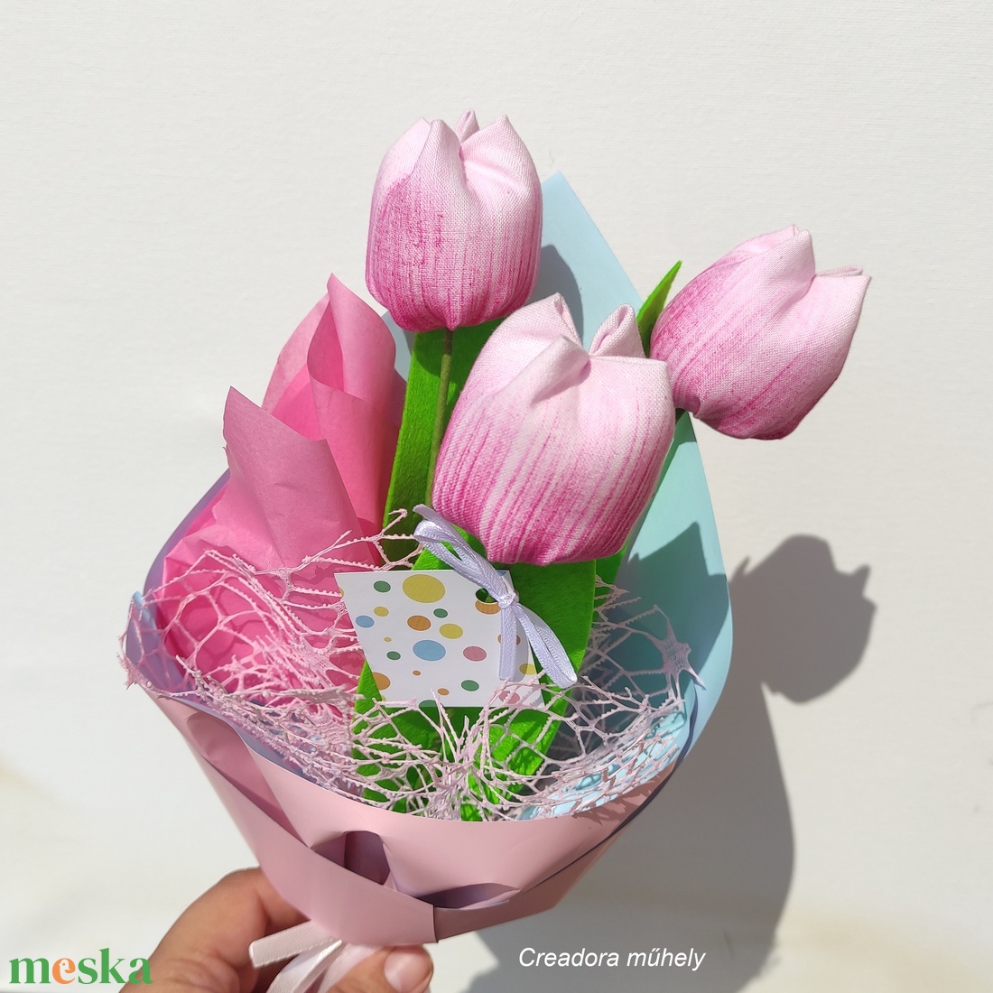 Textil tulipán csokor, 3 szál/cs, örökcsokor, többféles szín - otthon & életmód - virágdekoráció - virágok - virágcsokor - Meska.hu