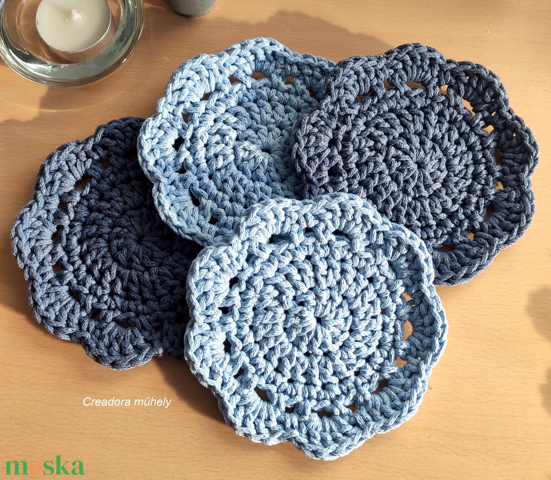 Horgolt poháralátét több színben - otthon & életmód - konyhafelszerelés, tálalás - tálalás - tányér- és poháralátét - Meska.hu