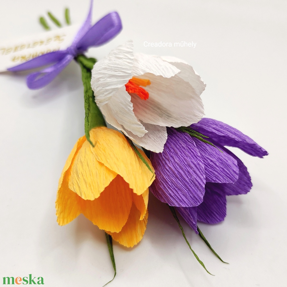 Nőnapi krókusz csokor választható szíben - otthon & életmód - virágdekoráció - virágok - szálas virág - Meska.hu