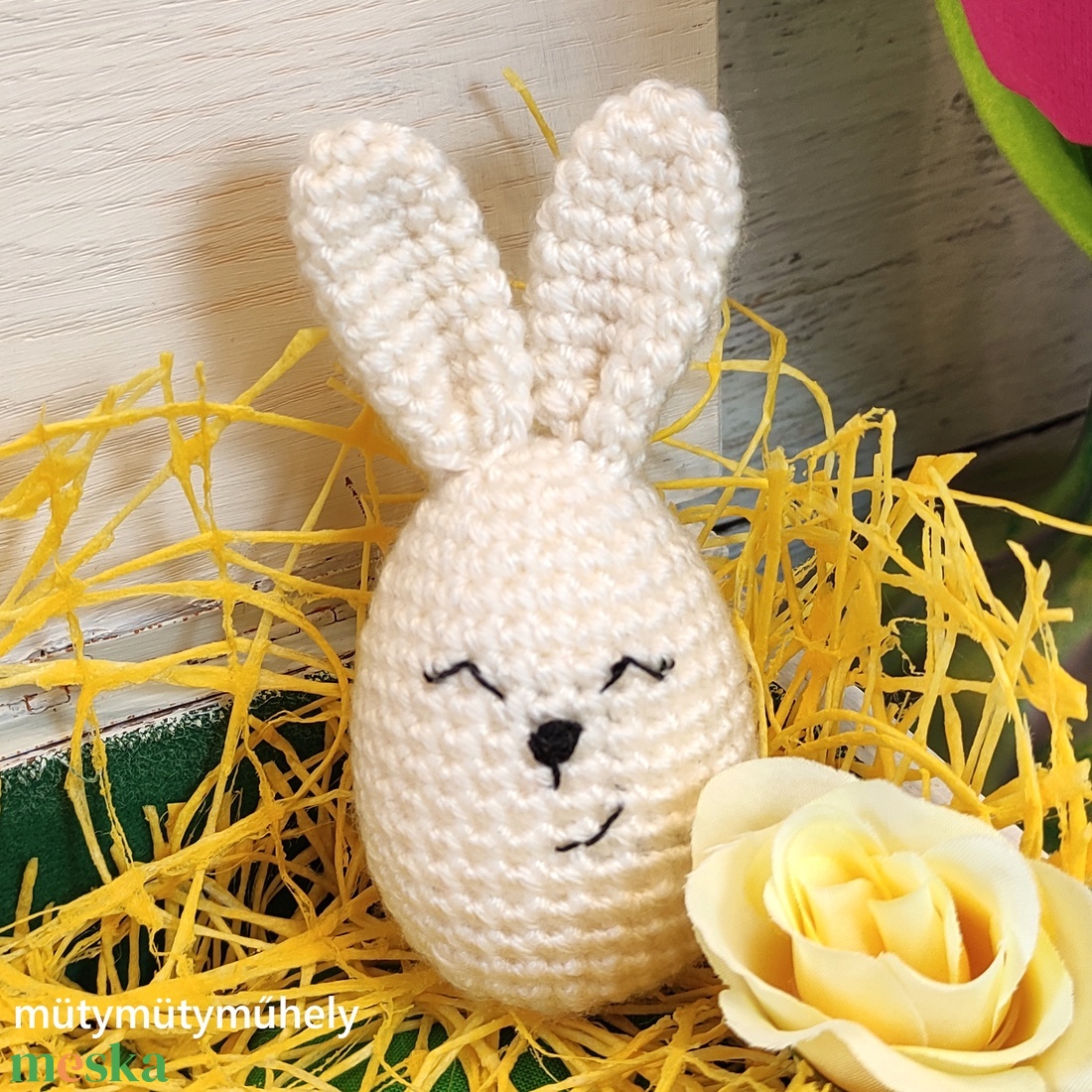 Horgolt húsvéti tojás nyuszi - ünnepi díszek, dekorációk - húsvéti díszek és dekorációk - húsvéti tojás, hímestojás - Meska.hu