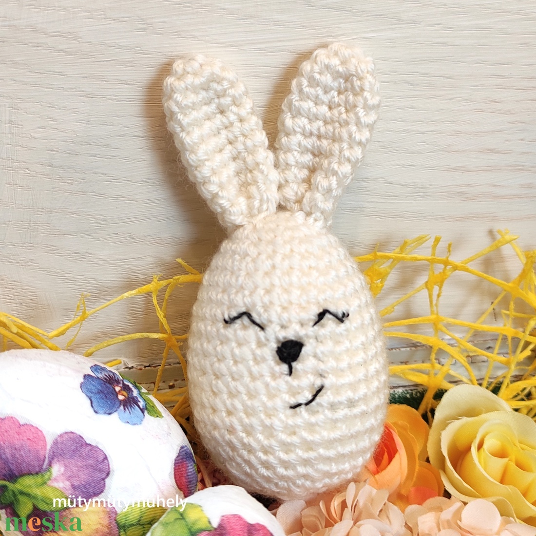Horgolt húsvéti tojás nyuszi - ünnepi díszek, dekorációk - húsvéti díszek és dekorációk - húsvéti tojás, hímestojás - Meska.hu