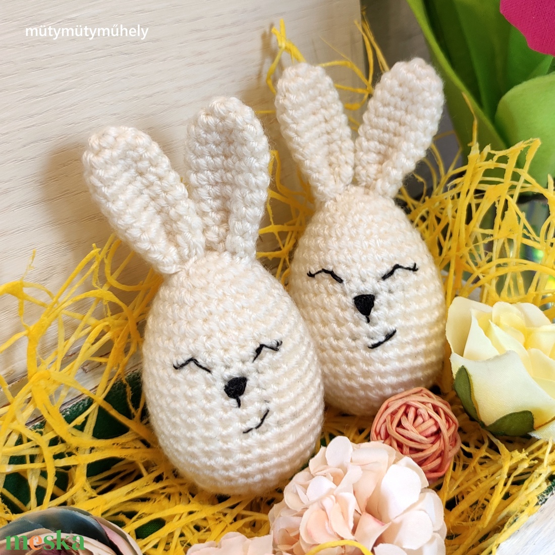 Horgolt húsvéti tojás nyuszi - ünnepi díszek, dekorációk - húsvéti díszek és dekorációk - húsvéti tojás, hímestojás - Meska.hu