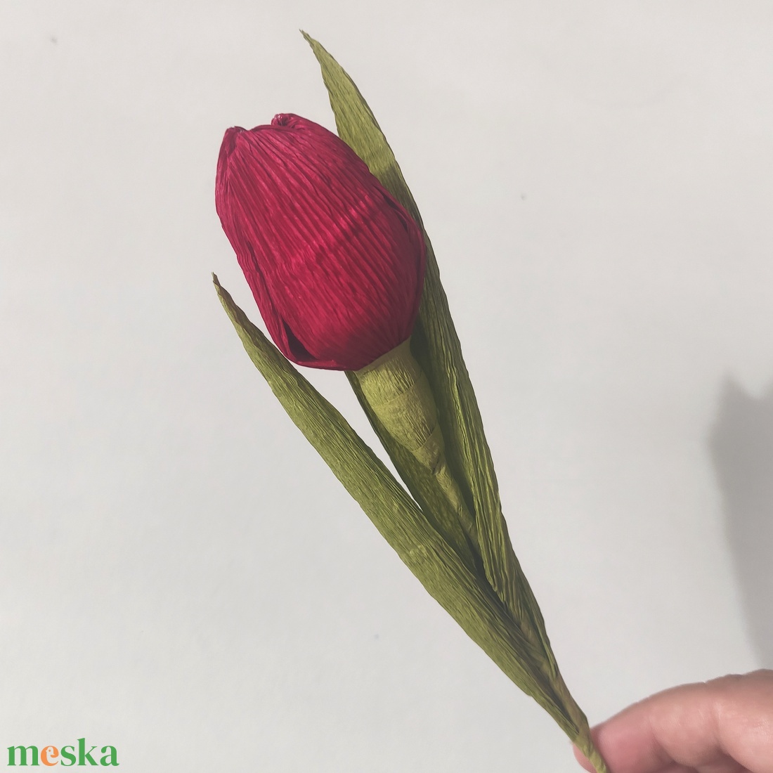 Tulipán, szálas papír virág (1 db) - otthon & életmód - virágdekoráció - virágok - szálas virág - Meska.hu