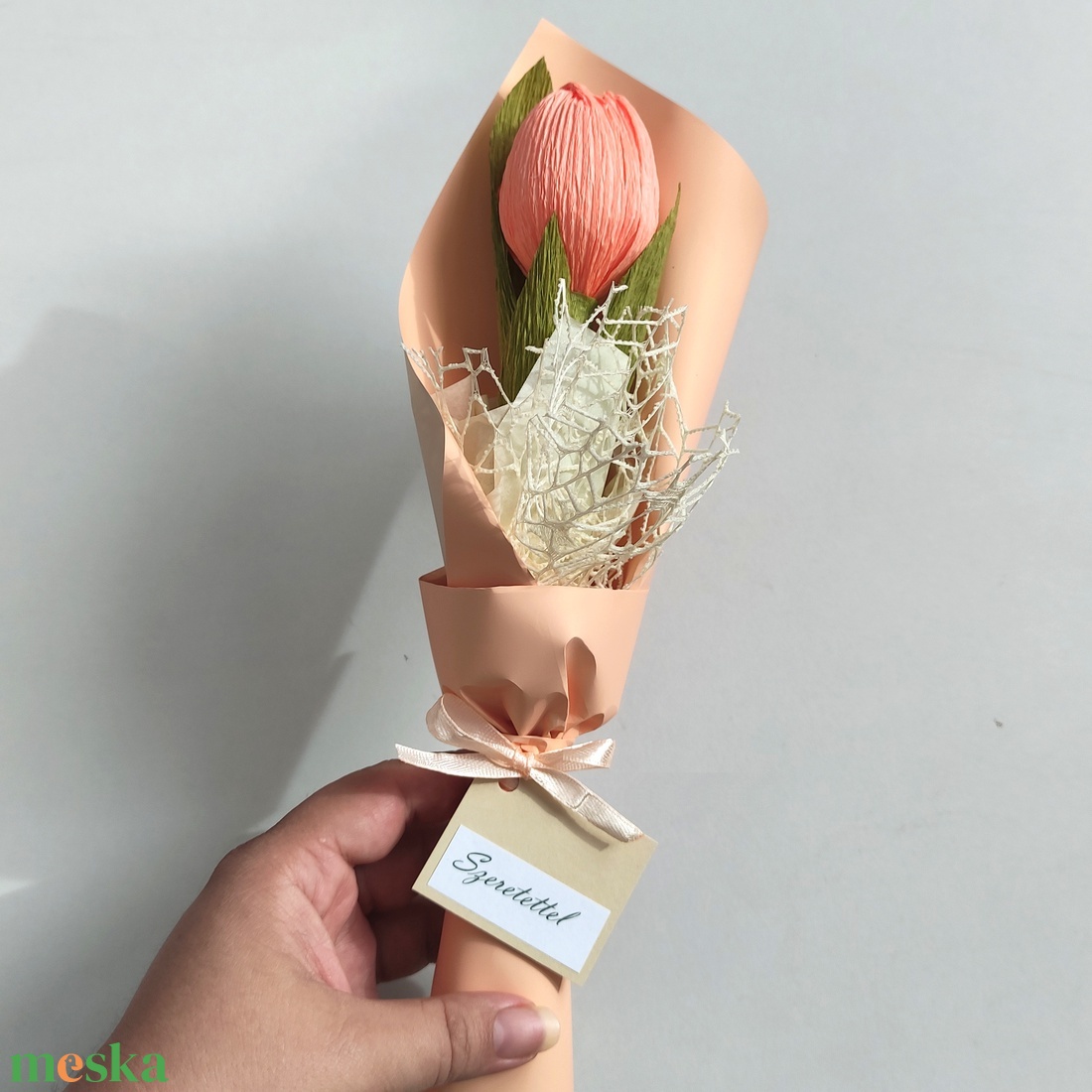 Tulipán csokor, egy szálas választható színben kísérőkártyával - otthon & életmód - virágdekoráció - virágok - virágcsokor - Meska.hu