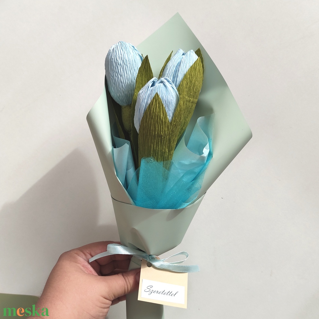 Tulipán csokor, egy szálas választható színben kísérőkártyával - otthon & életmód - virágdekoráció - virágok - virágcsokor - Meska.hu