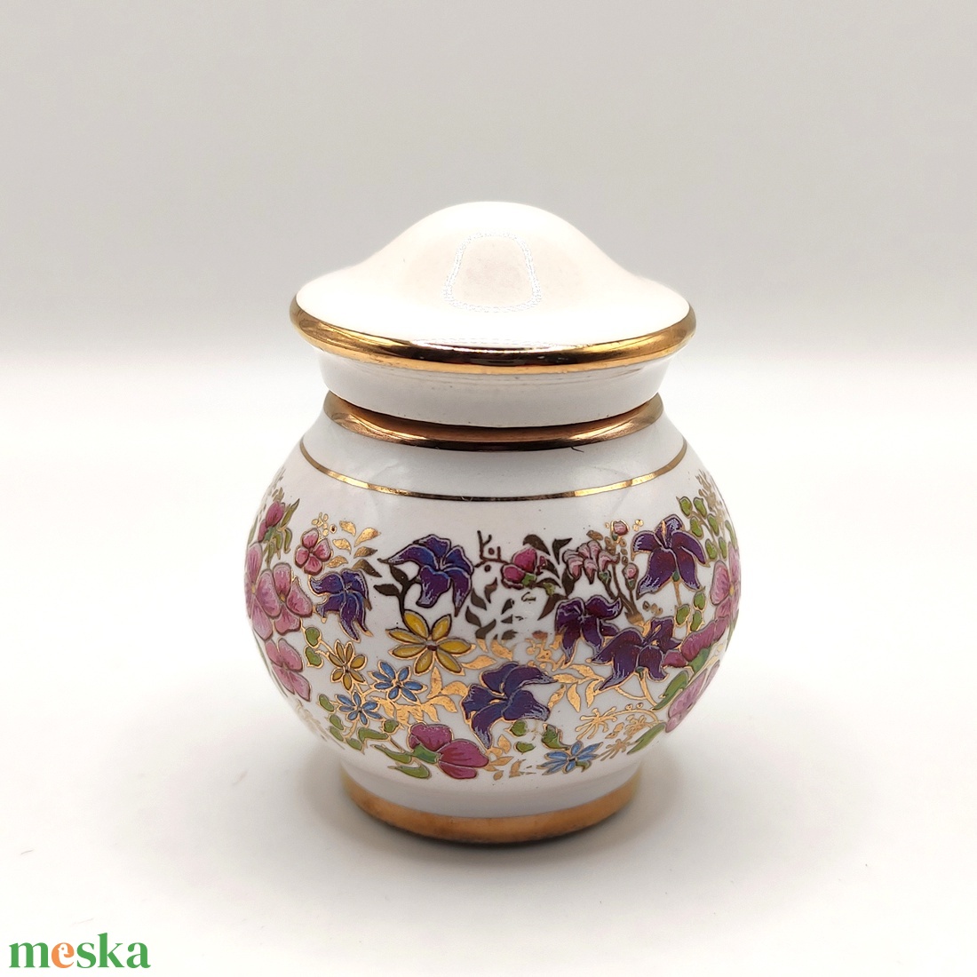 Vintage porcelán parfümtartó, üveg, szelence - otthon & életmód - fürdőszoba - parfümösüveg - Meska.hu