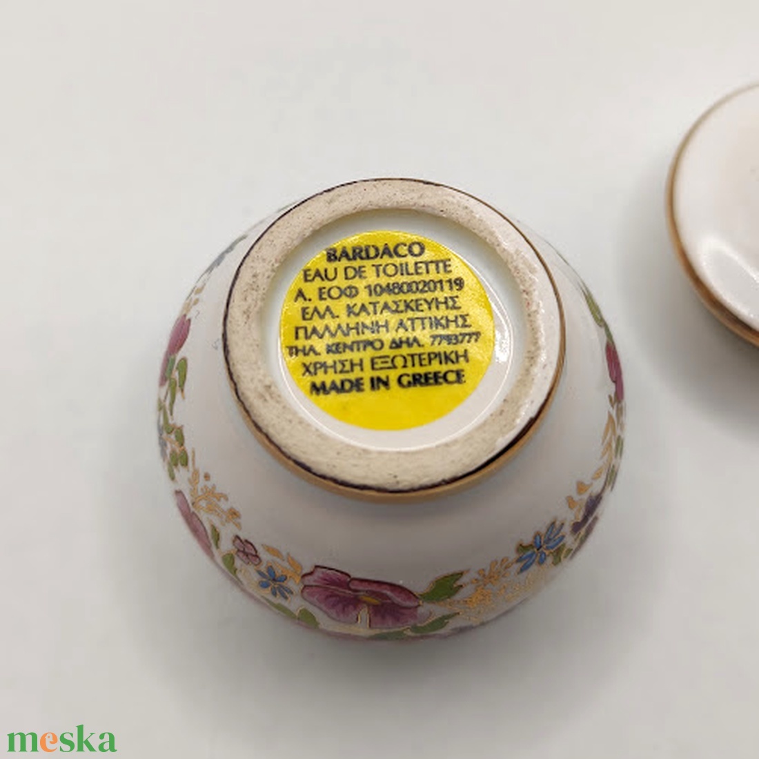 Vintage porcelán parfümtartó, üveg, szelence - otthon & életmód - fürdőszoba - parfümösüveg - Meska.hu