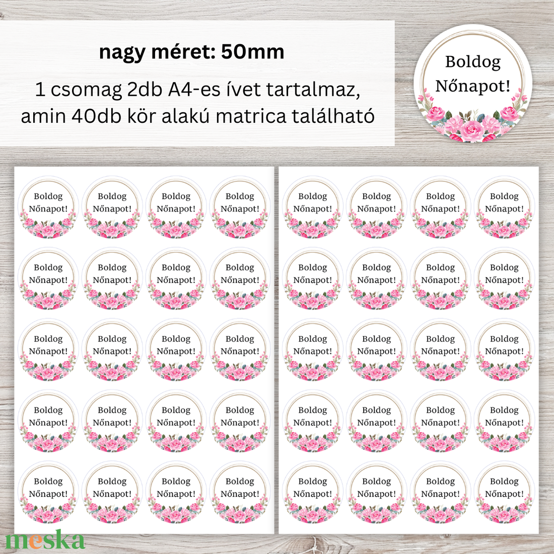 Boldog Nőnapot feliratú matrica/ Rózsa  - otthon & életmód - papír, írószer - matrica, matrica csomag - Meska.hu