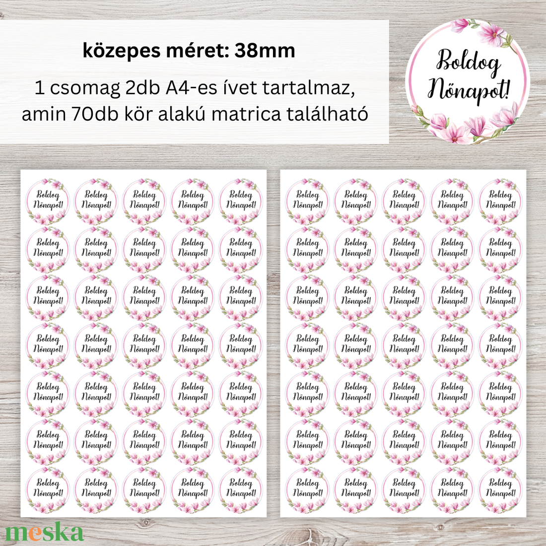 Boldog Nőnapot feliratú matrica/ Cseresznyevirág - otthon & életmód - papír, írószer - matrica, matrica csomag - Meska.hu
