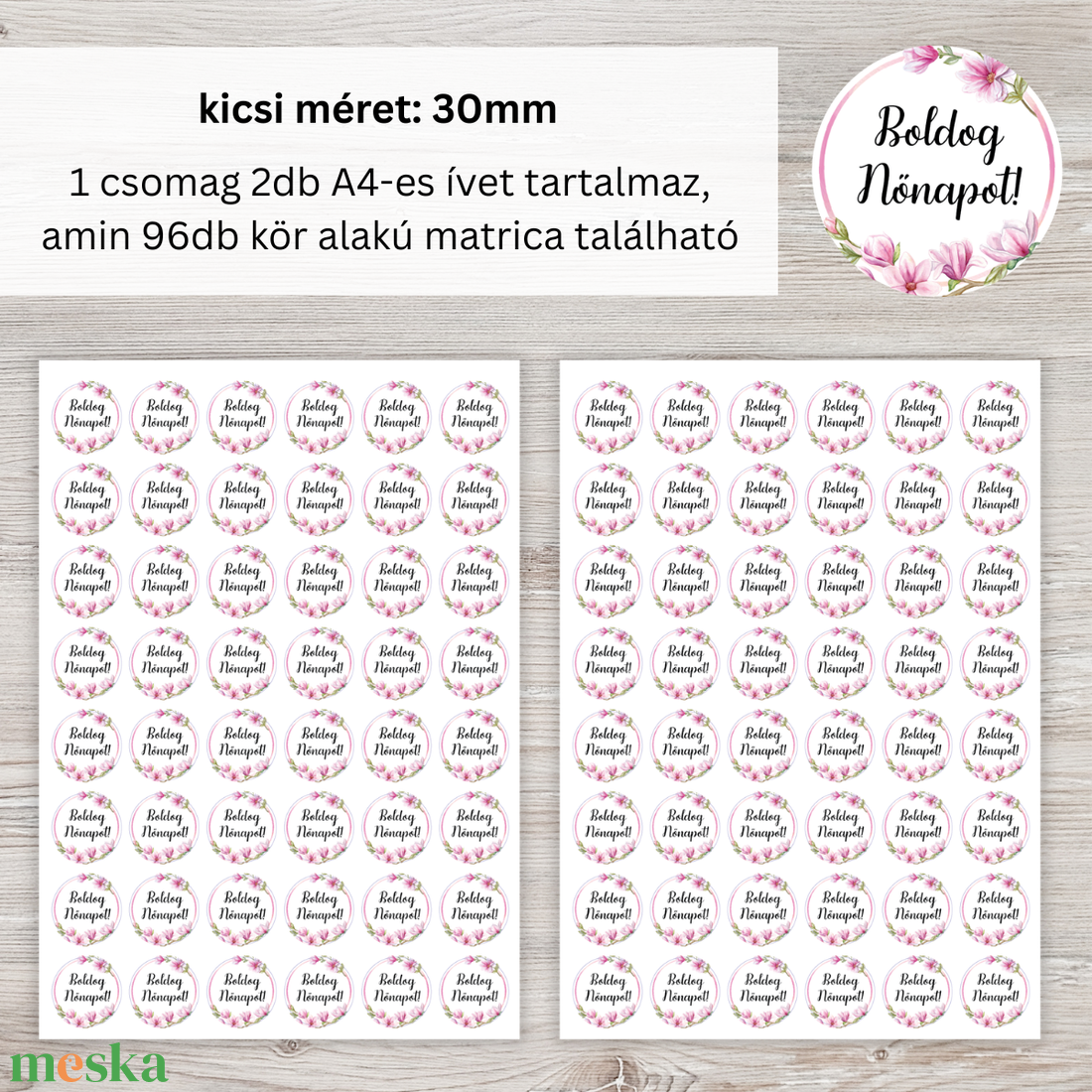 Boldog Nőnapot feliratú matrica/ Cseresznyevirág - otthon & életmód - papír, írószer - matrica, matrica csomag - Meska.hu