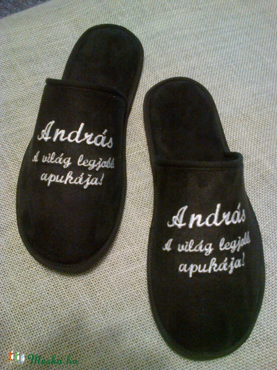 Névvel hímzett, feliratos szoba papucs személyes ajándéknak -  - Meska.hu