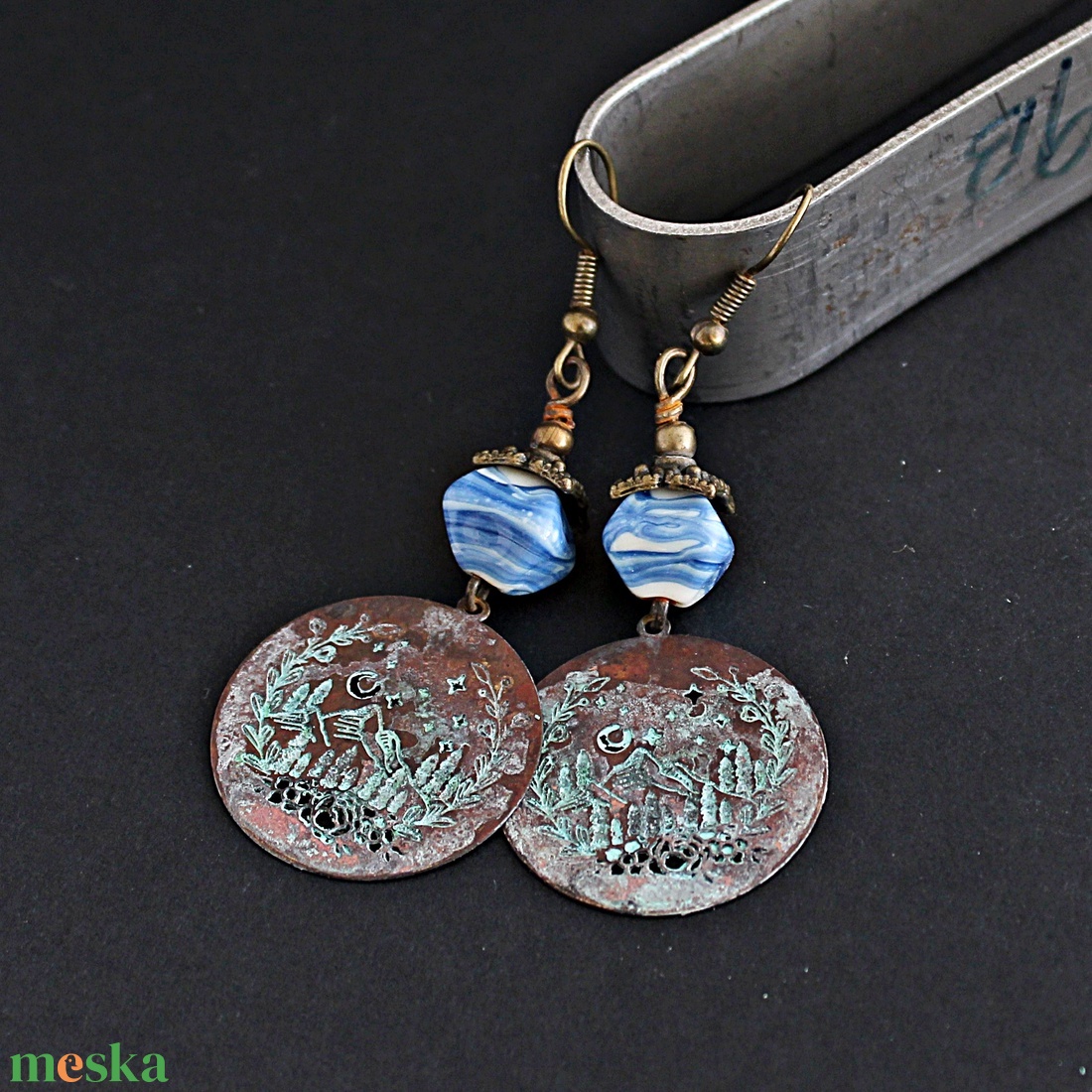 Galya-tető - rusztikus lámpagyöngy fülbevaló, MURÁNÓI ÜVEGékszer - ékszer - fülbevaló - lógó fülbevaló - Meska.hu