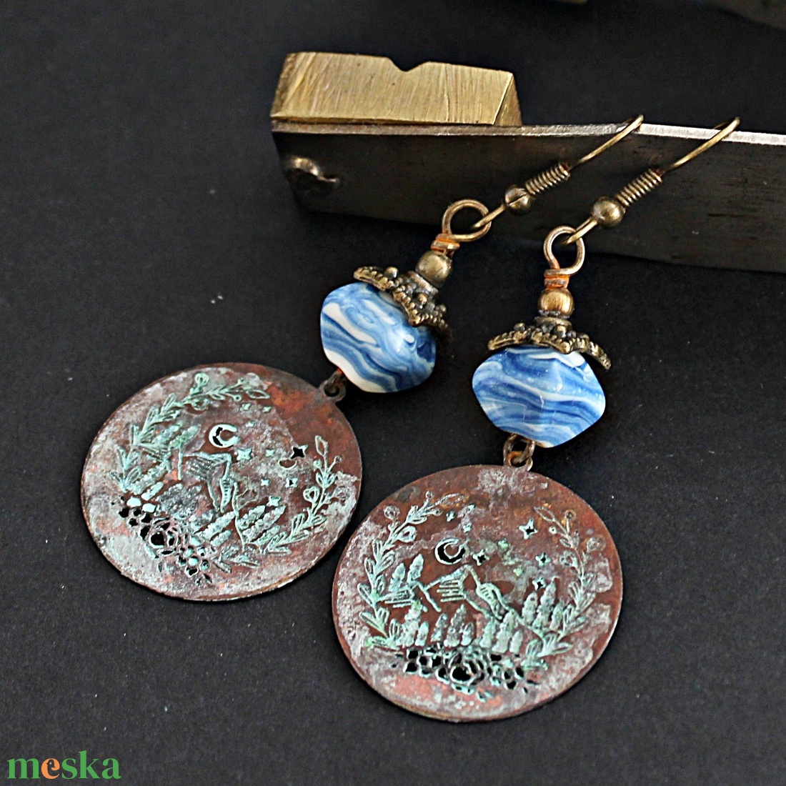 Galya-tető - rusztikus lámpagyöngy fülbevaló, MURÁNÓI ÜVEGékszer - ékszer - fülbevaló - lógó fülbevaló - Meska.hu