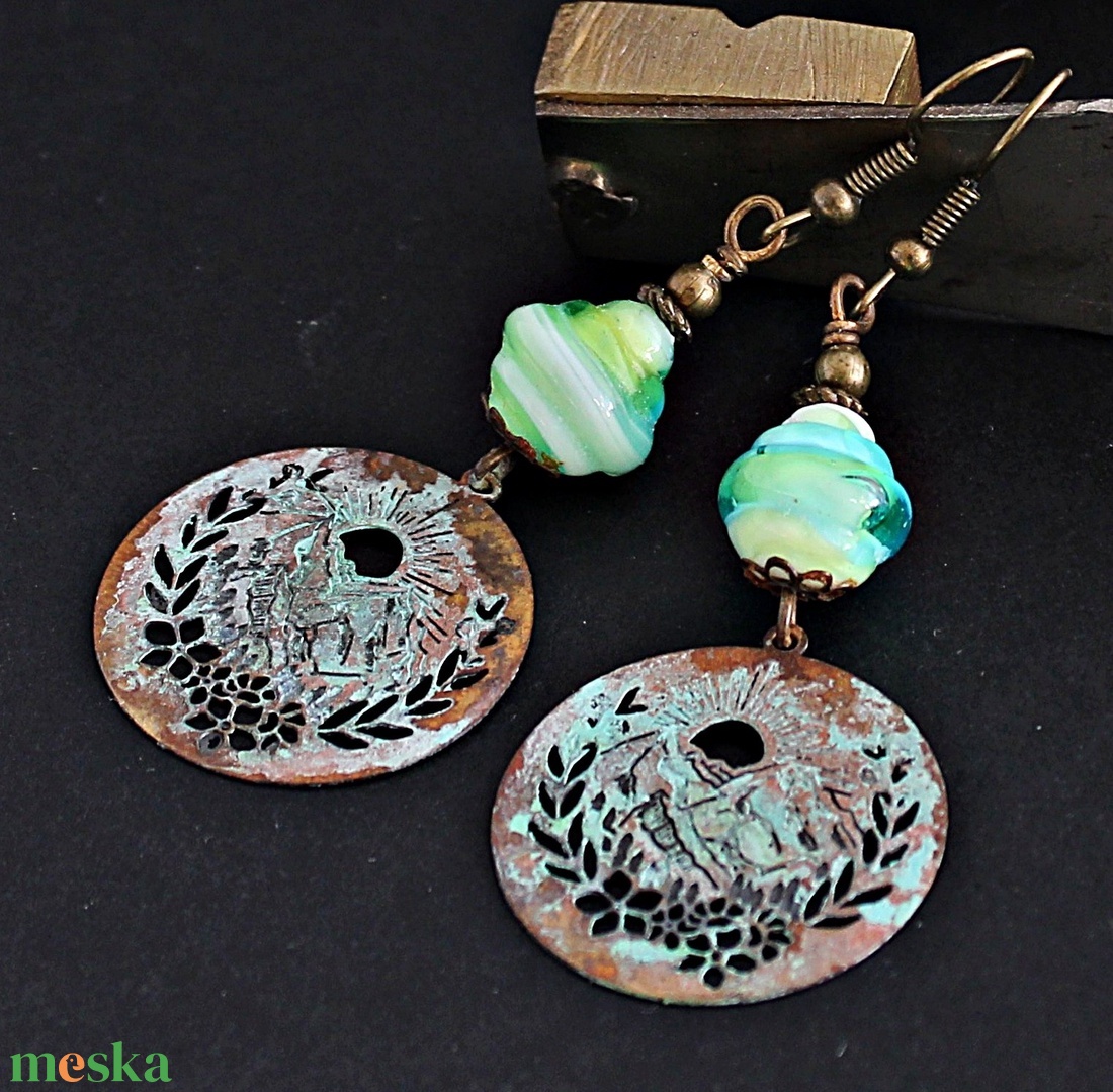 Szalajka - rusztikus lámpagyöngy fülbevaló, MURÁNÓI ÜVEGékszer - ékszer - fülbevaló - lógó fülbevaló - Meska.hu