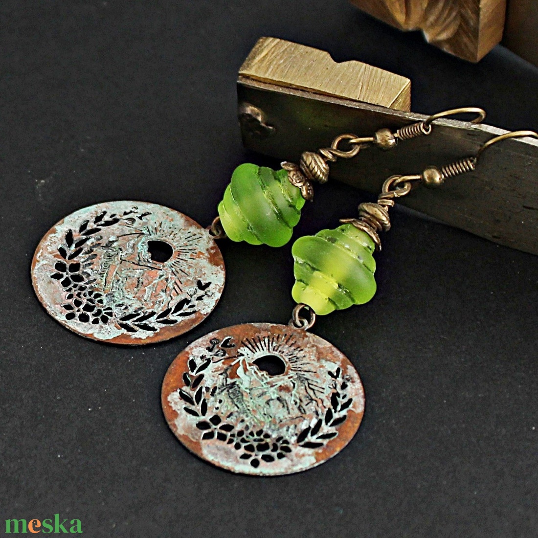 Dobogókő - rusztikus lámpagyöngy fülbevaló, MURÁNÓI ÜVEG ékszer - ékszer - fülbevaló - lógó fülbevaló - Meska.hu