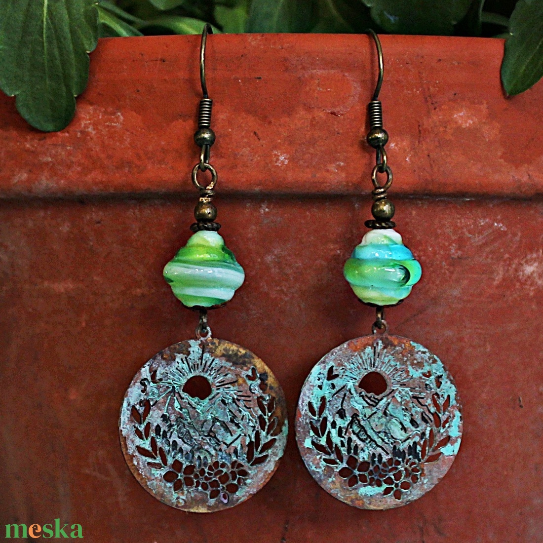 Szalajka - rusztikus lámpagyöngy fülbevaló, MURÁNÓI ÜVEGékszer - ékszer - fülbevaló - lógó fülbevaló - Meska.hu