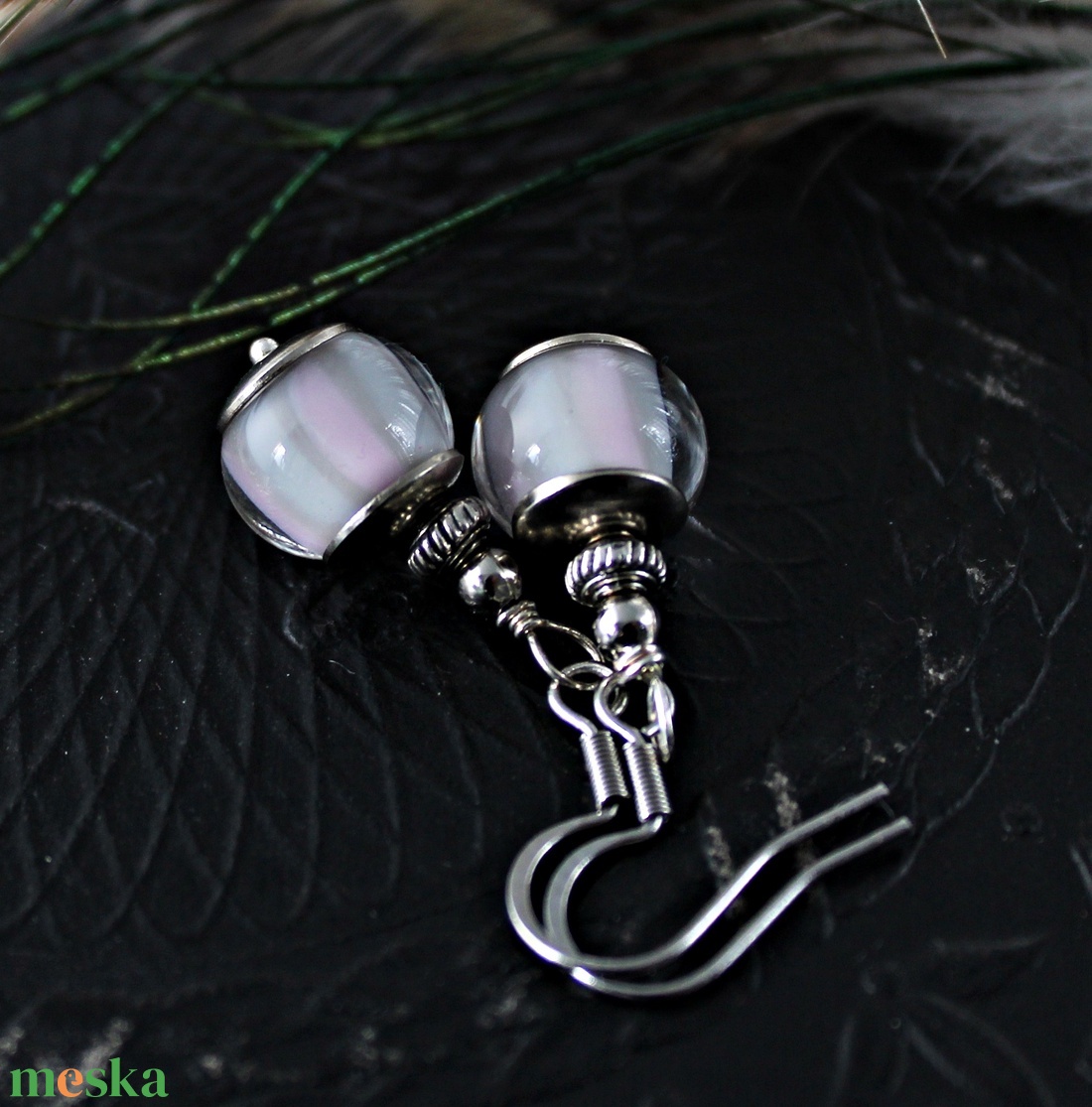 Florence - pasztell rózsaszín lámpagyöngy fülbevaló, romantikus MURÁNÓI üvegékszer - ékszer - fülbevaló - lógó fülbevaló - Meska.hu