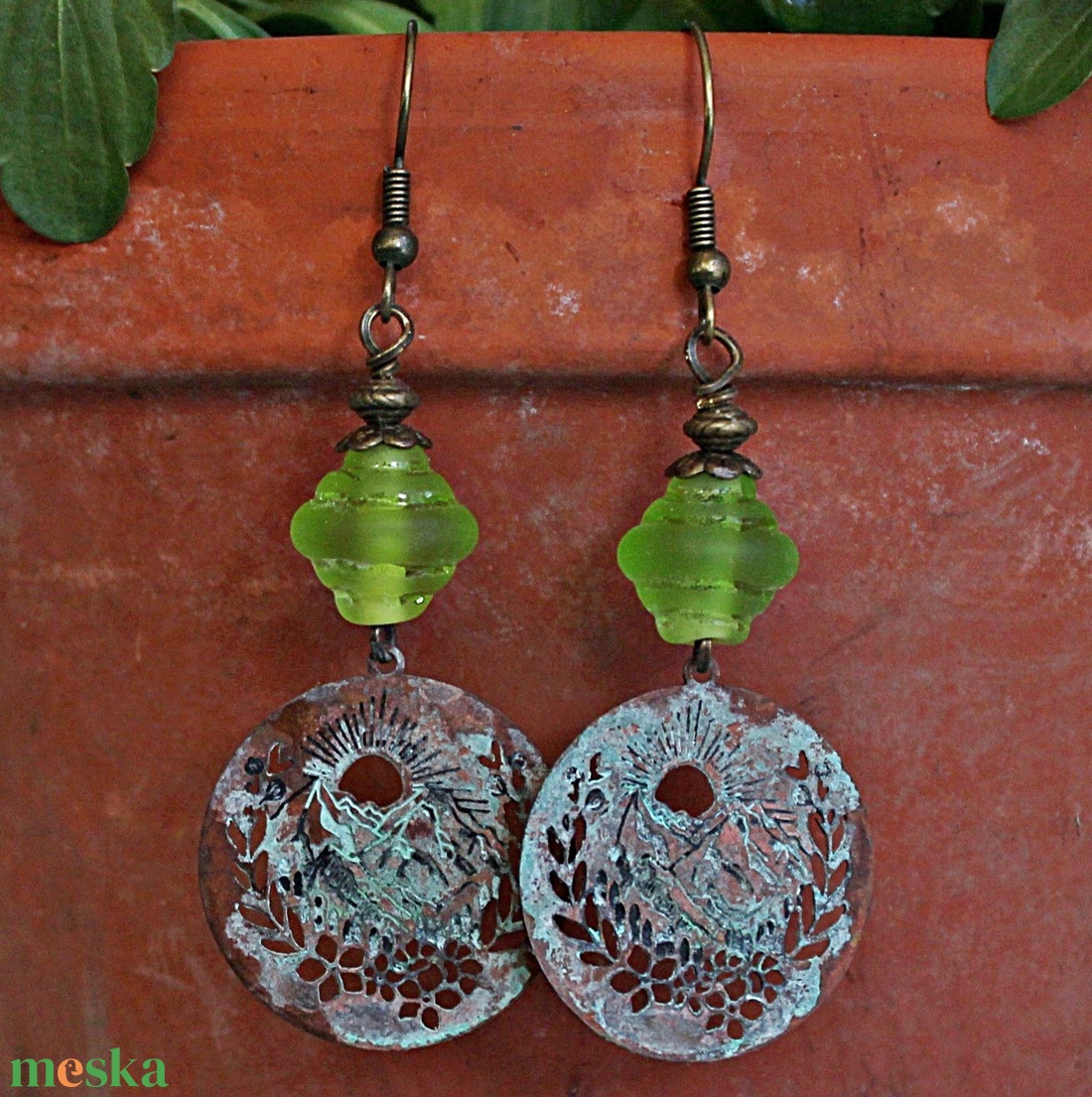 Dobogókő - rusztikus lámpagyöngy fülbevaló, MURÁNÓI ÜVEG ékszer - ékszer - fülbevaló - lógó fülbevaló - Meska.hu