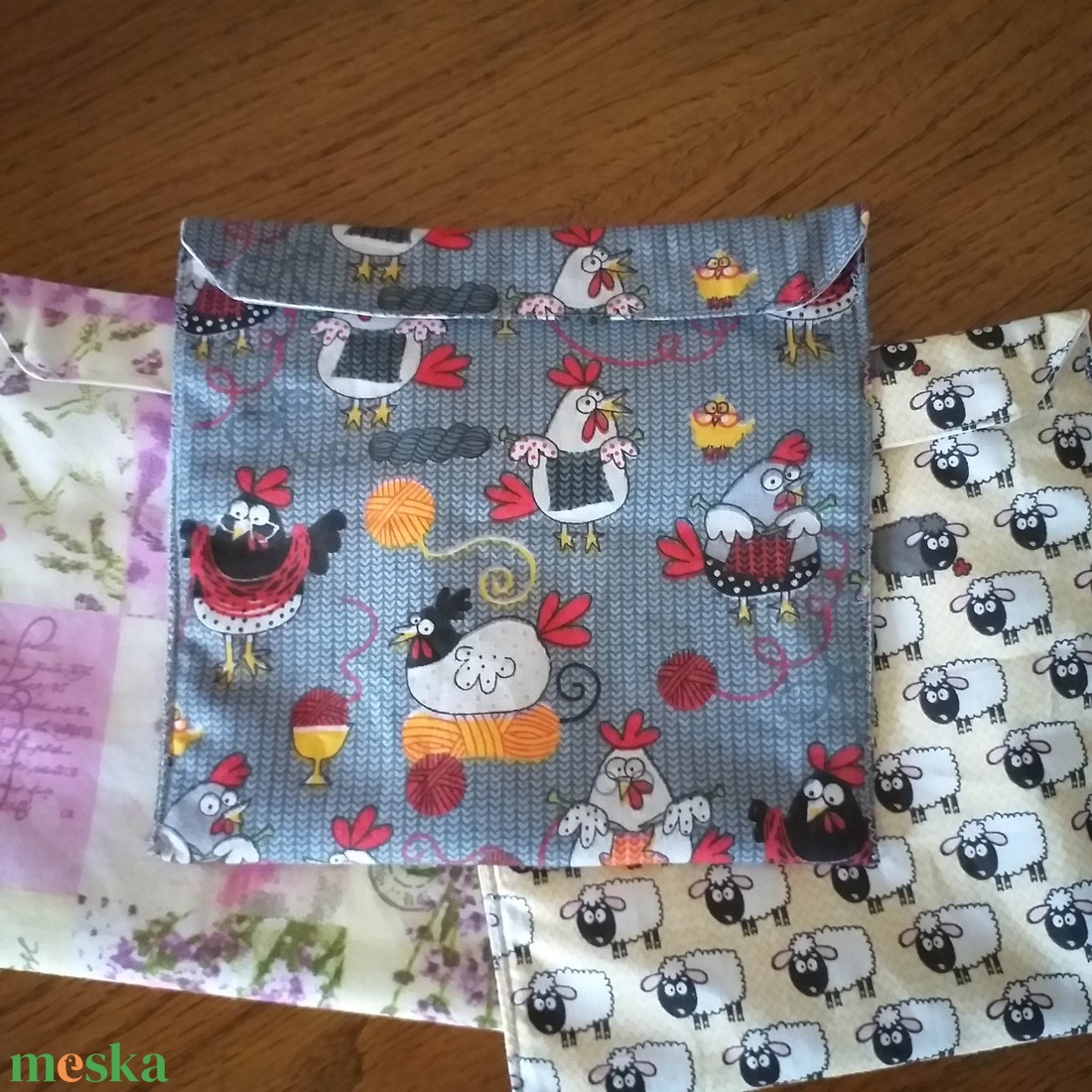 Tyúkocskás uzsonnás tasak, snackbag, újratasak - táska & tok - uzsonna- & ebéd tartó - szendvics csomagoló - Meska.hu