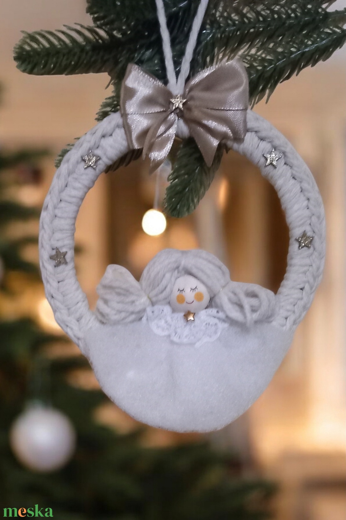 Angyalkás karácsonyfadísz - karácsony - karácsonyi lakásdekoráció - karácsonyfadíszek - Meska.hu